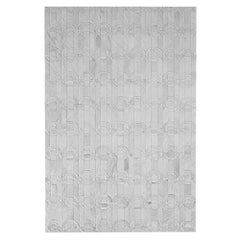 Magnifique tapis de sol personnalisable en cuir de vache crème Curvo, Large