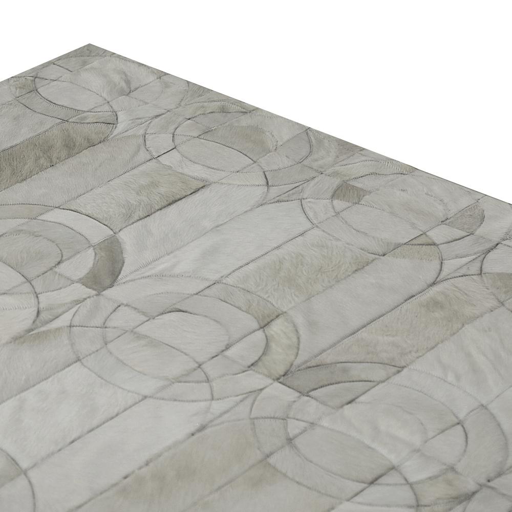 Art Deco Decadent New Customizable Curvo Cream Cowhide Area Floor Rug Large For Sale