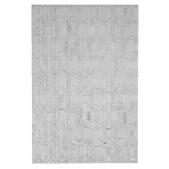 Magnifique tapis de sol personnalisable Curvo crème en cuir de vache XLarge