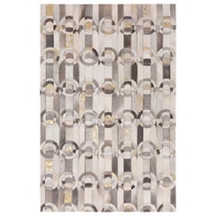 Decadent New Customizable Curvo GRay and Gold Cowhide Area Floor Rug XX-Large