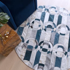 Decadent New Customizable Curvo Jade Cowhide Rug Round Medium