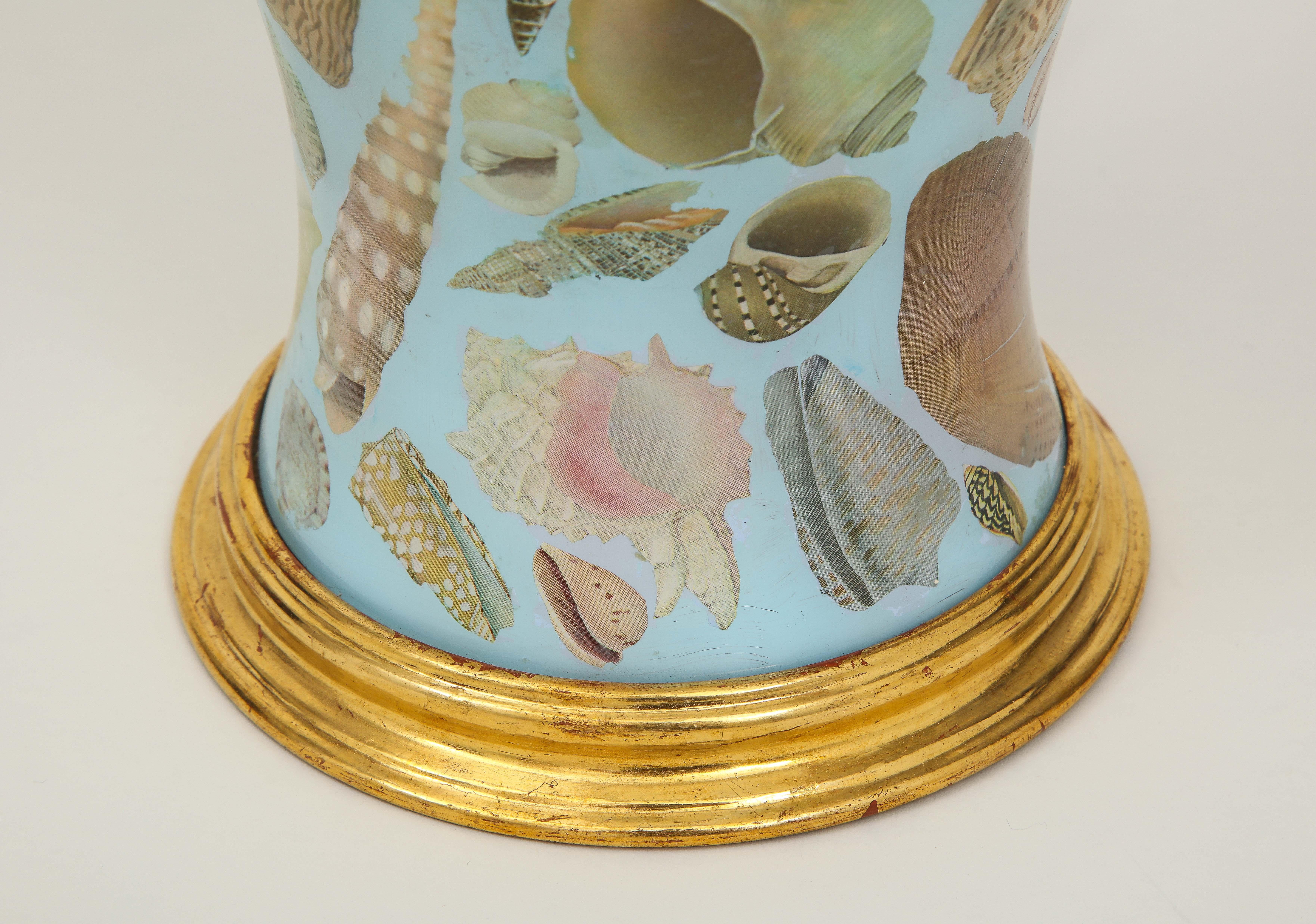 British Decalcomania Seashell Vase Lamp