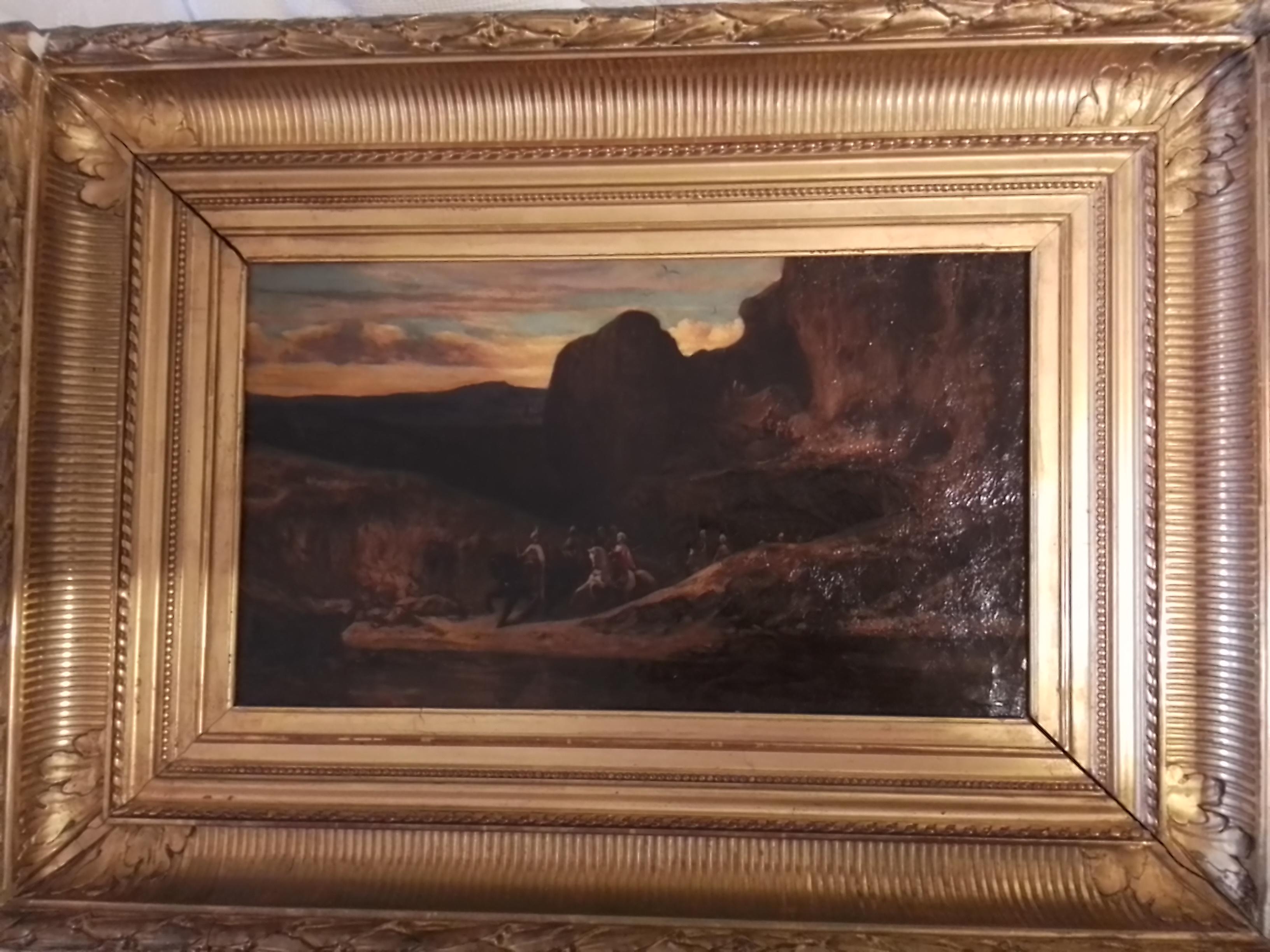 Orientalist cavalry scene Decamps Gabriel - oil on canvas - initials DC