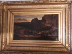 Antique Orientalist cavalry scene Decamps Gabriel - oil on canvas - initials DC