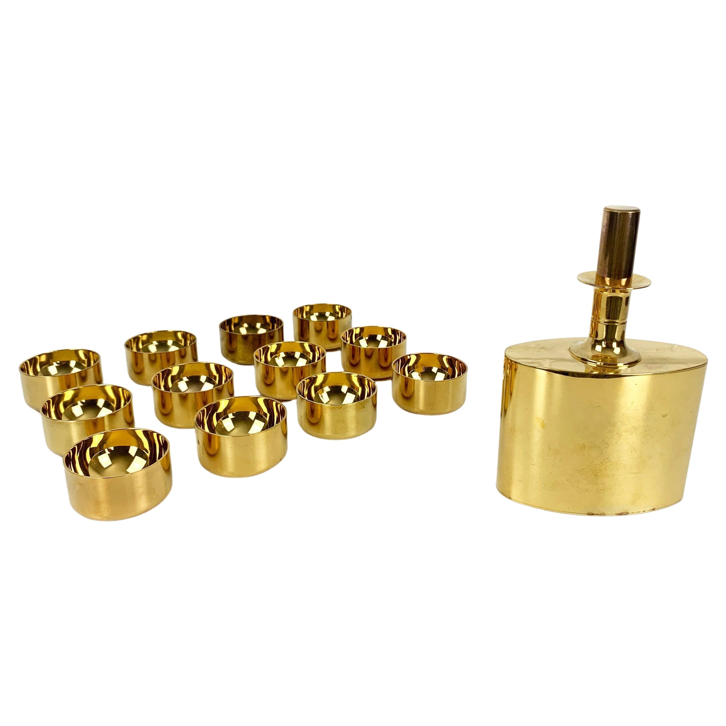 Decanter
12 bowls Brass Gold Plated 23 carat Mid-Century Modern, Sweden, 1960s