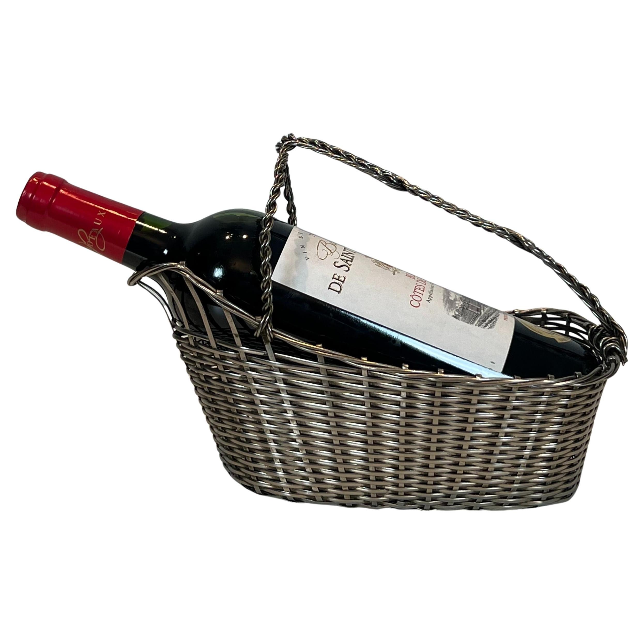 Decanter / Bottles Holder Made of Silver-Plated Metal Wire en venta