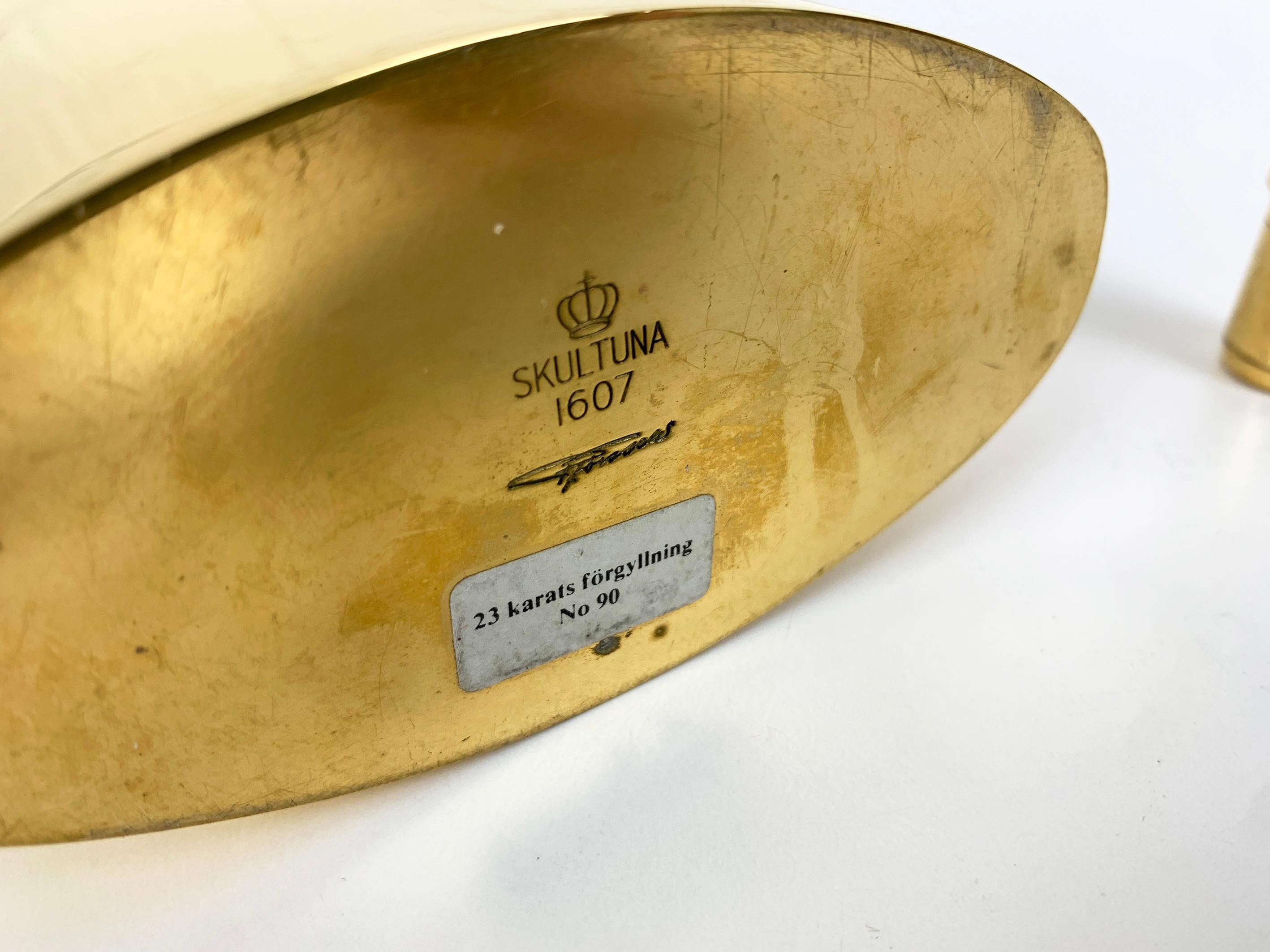 Decanter / Fiaschetta, ottone placcato oro 23 carati Pierre Forssell per Skultuna, anni '60 in vendita 3