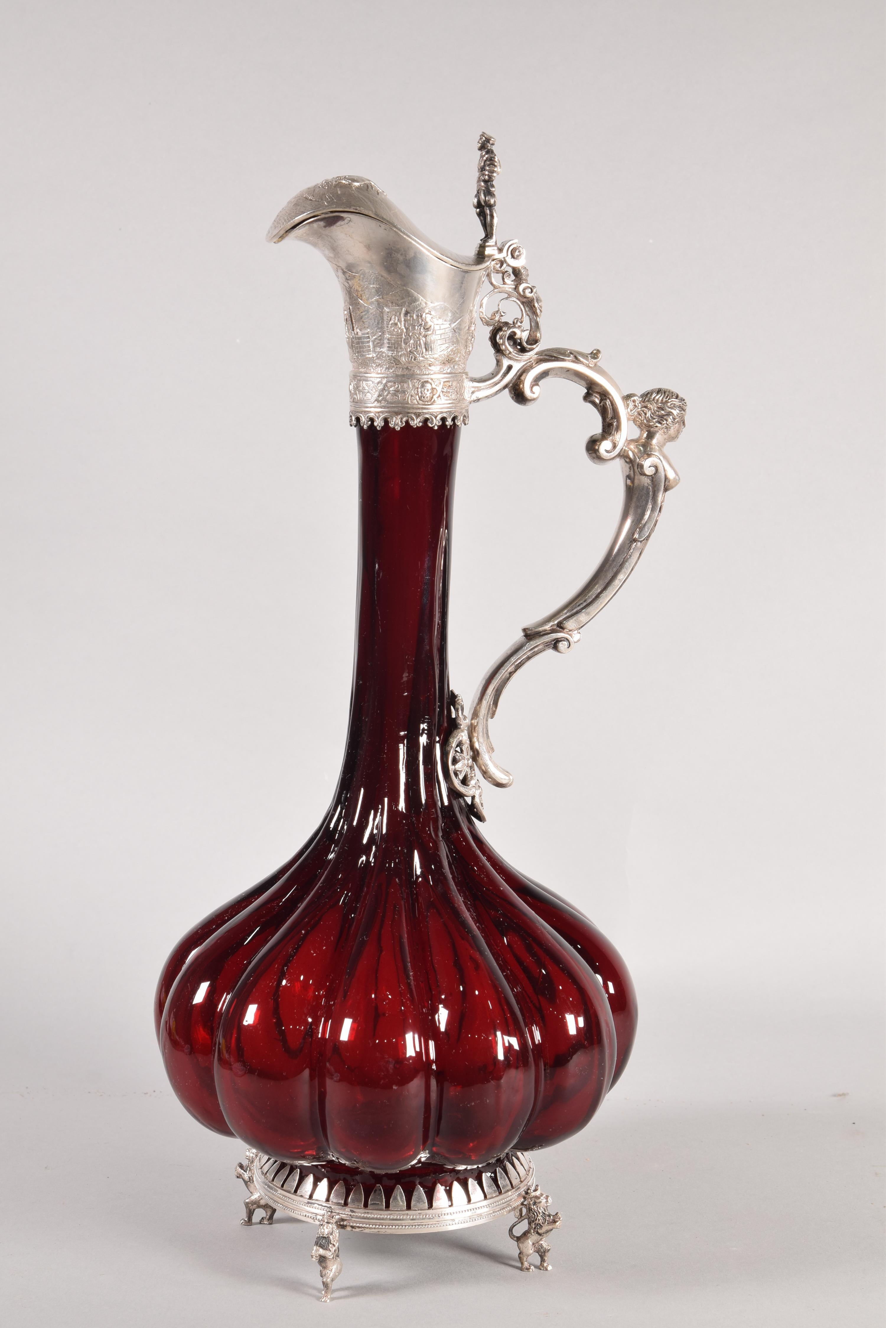 Decanter, Glass, Silver, Possibly Germany, 19th Century 1