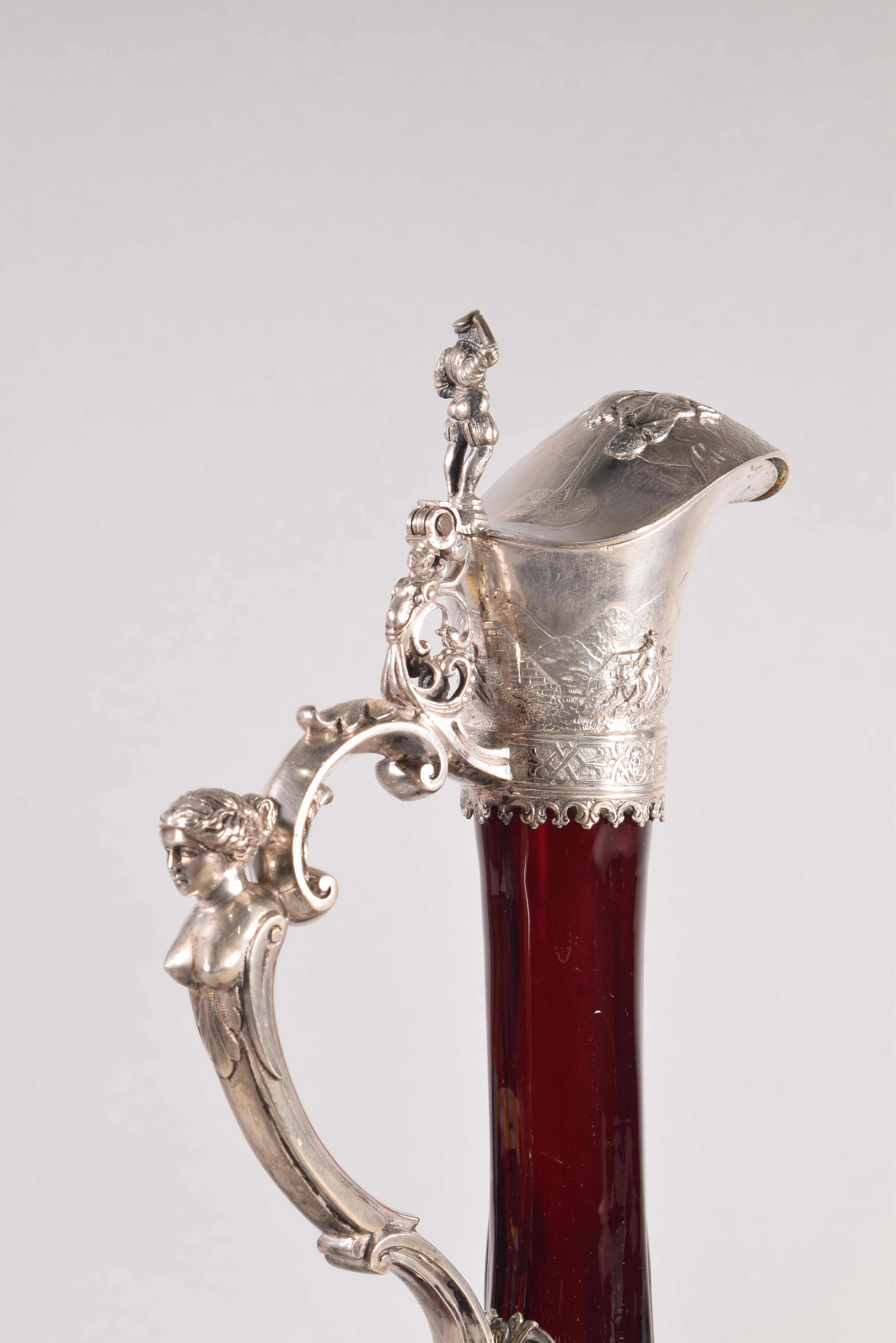 Decanter, Glass, Silver, Possibly Germany, 19th Century 2