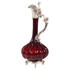 Antique Decanter, Glass, Silver, Possibly Germany, 19th Century