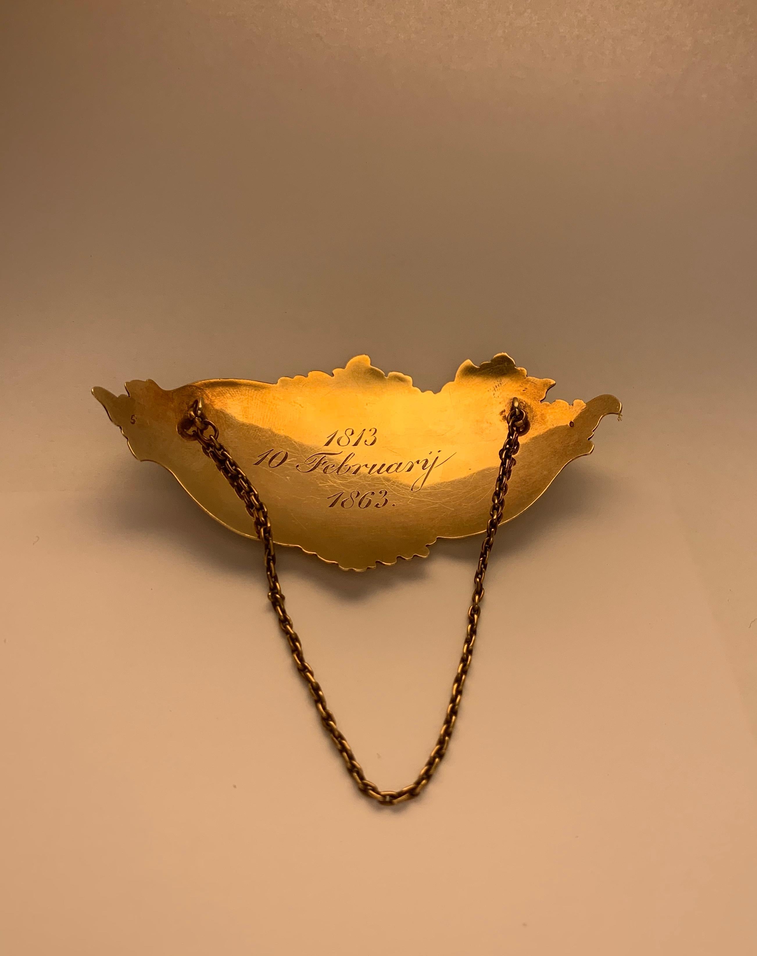 Baroque Decanter Label for Port in Solid Gold from Mid-19th Century For Sale