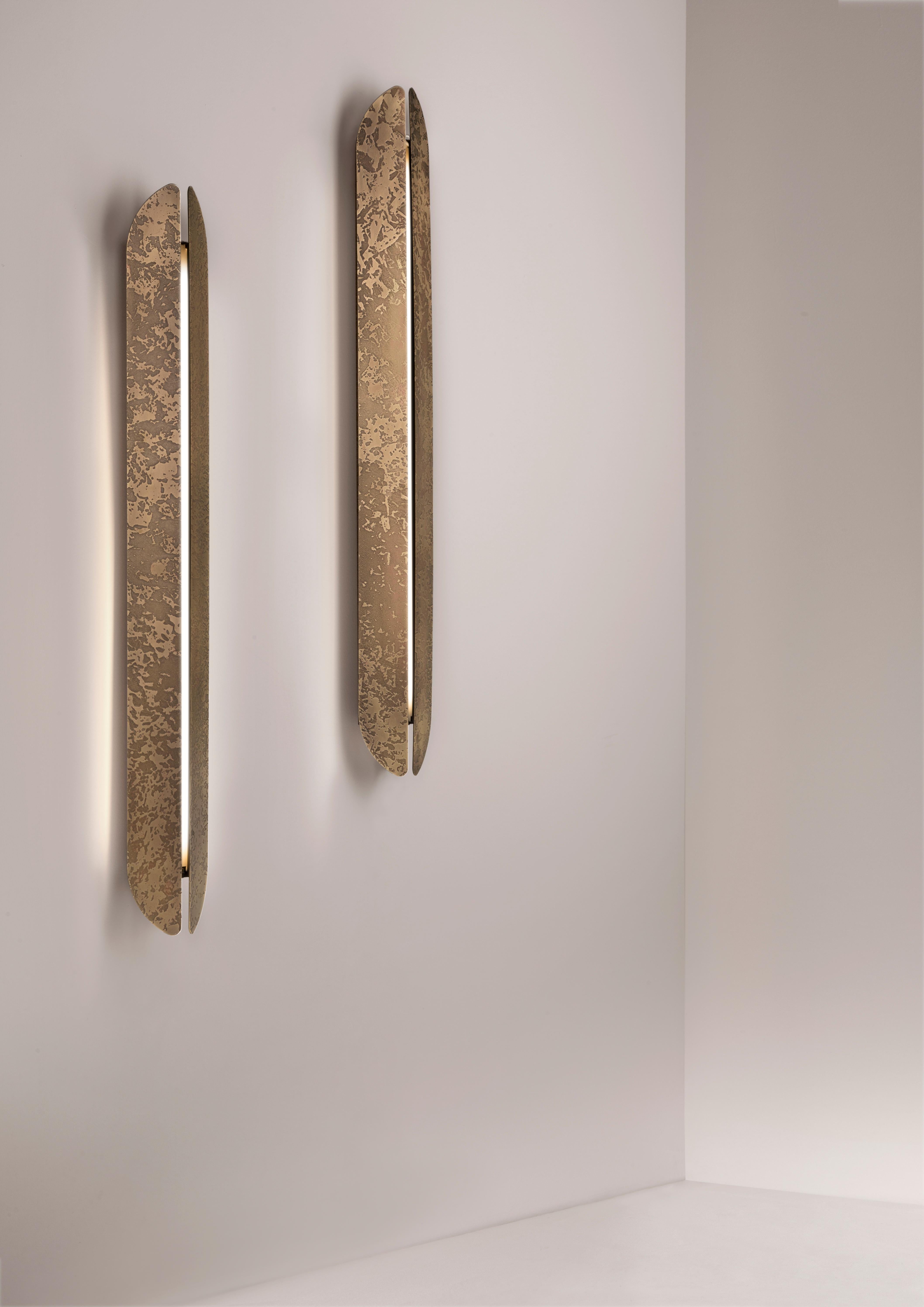 Aluminum DeCastelli Aare Wall Sconce in Brass by Alexander Purcell Rodrigues For Sale