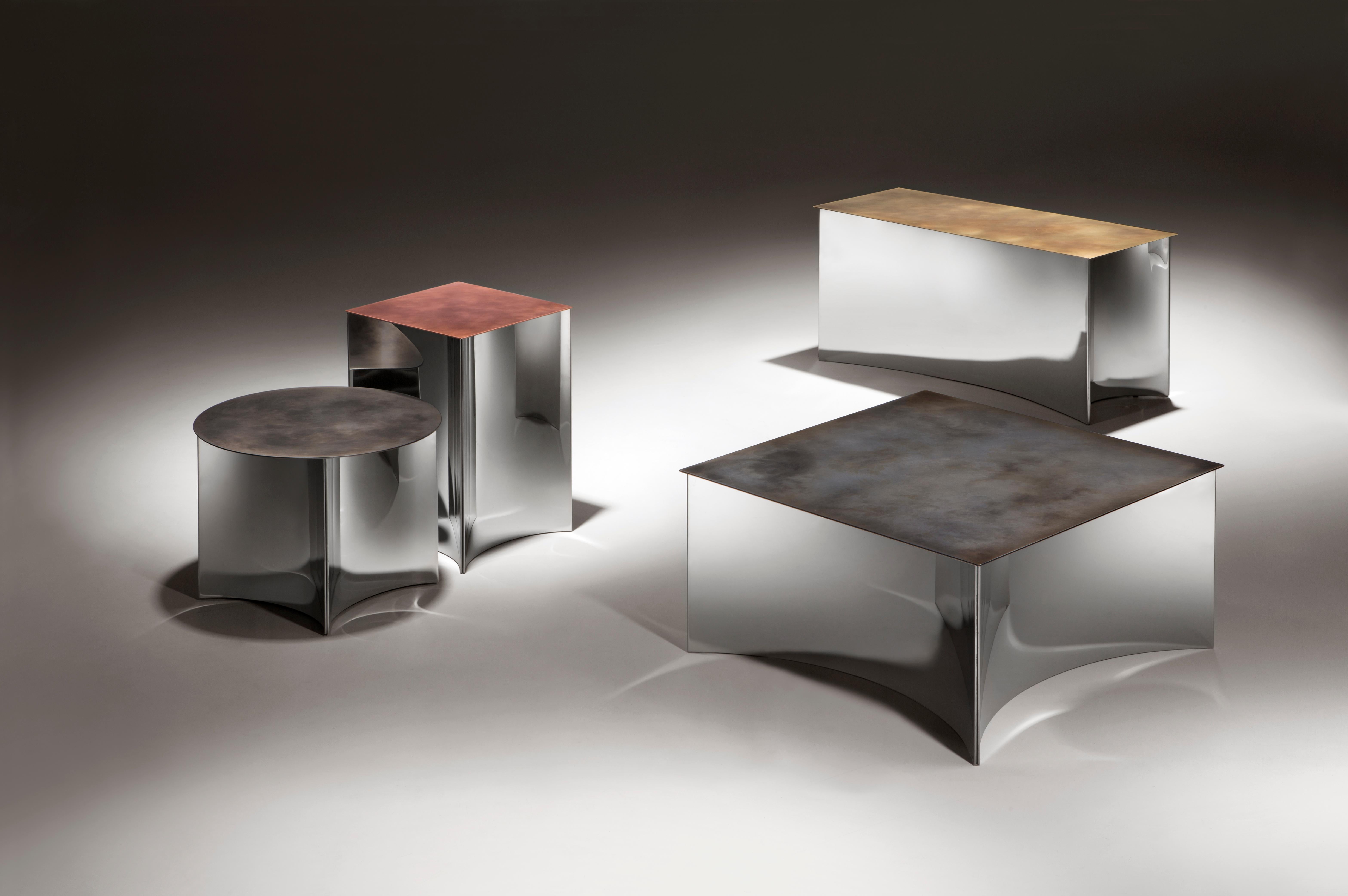 Italiano Tavolino DeCastelli Alchemy 50 in rame con base in acciaio inox di Stormo in vendita