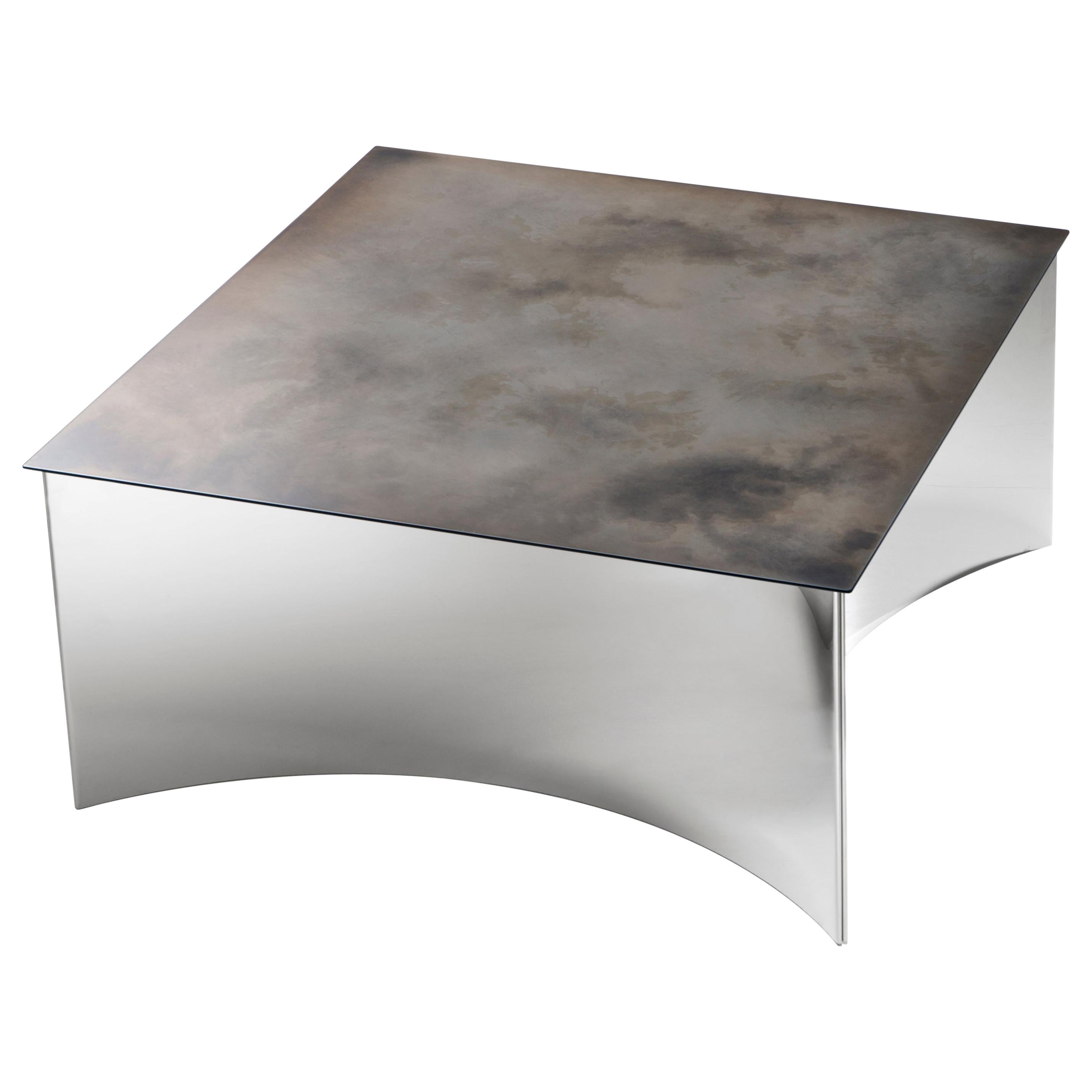 DeCastelli Alchemy 70 Coffee Table in Iron with Stainless Steel Base by Stormo