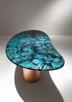 DeCastelli Baia Table with Brushed Copper Leg & Lagoon Top by Zanellato/Bortotto
