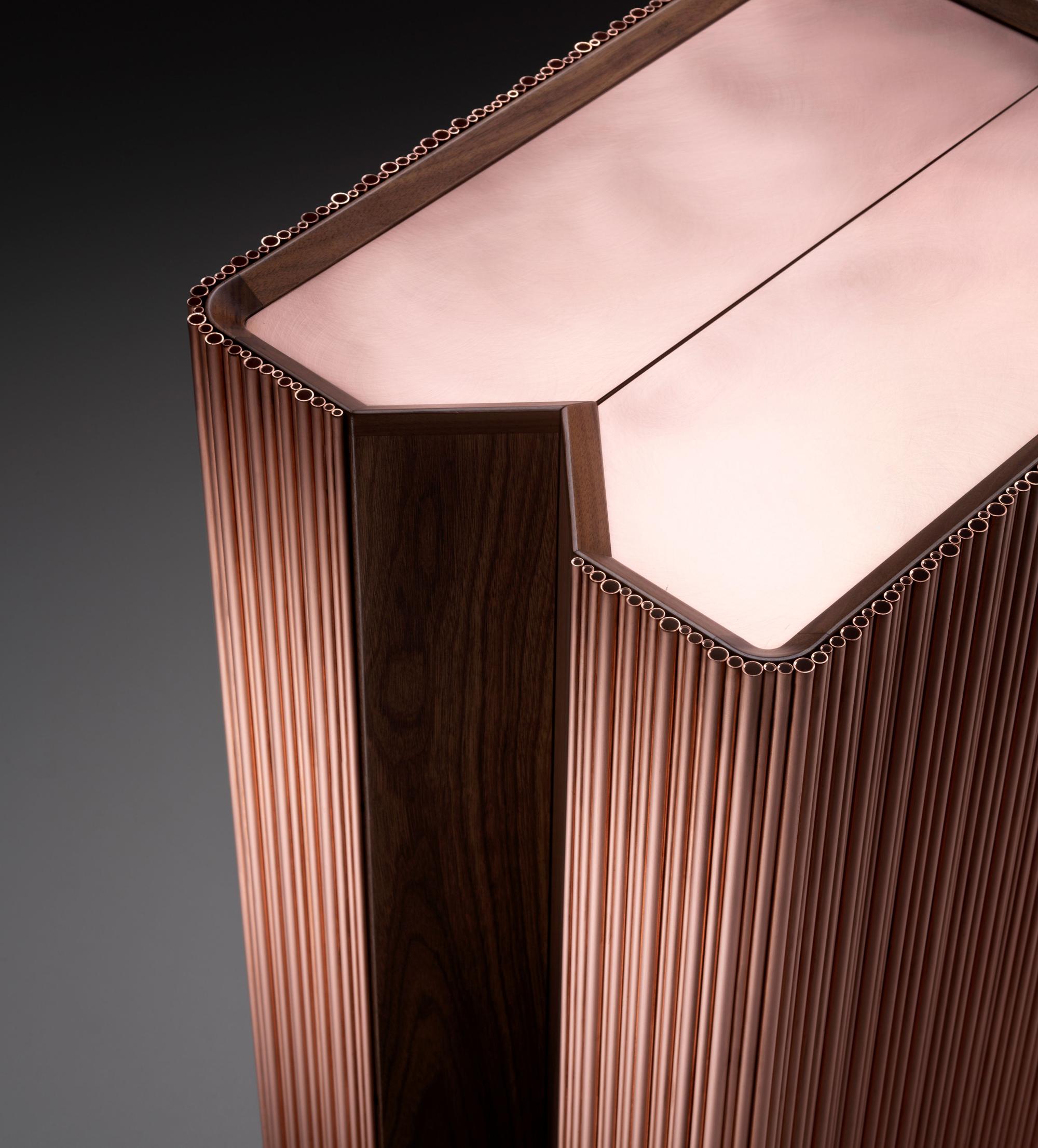 Italian DeCastelli Barista Bar Cabinet in Copper by Adriano Design For Sale