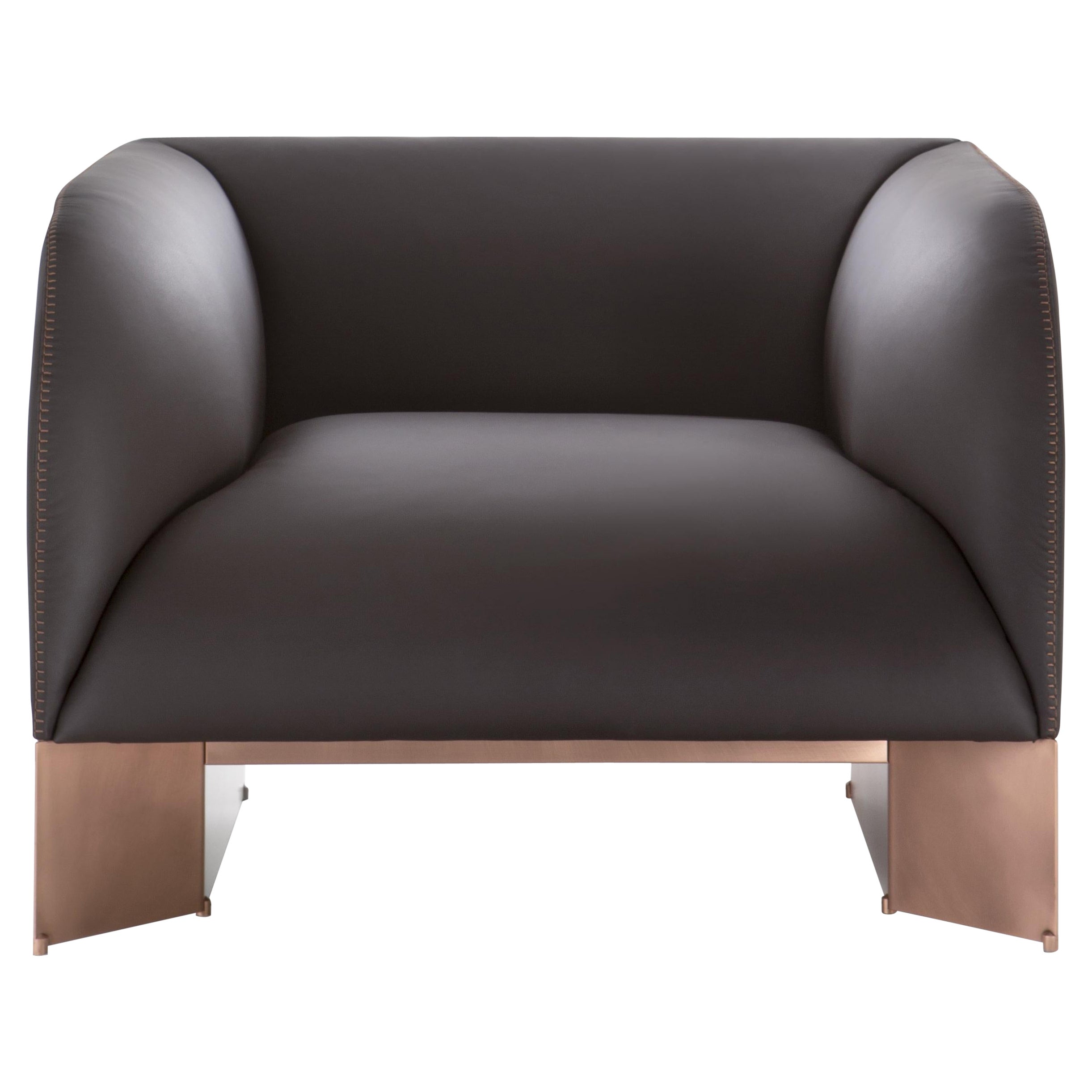 DeCastelli Caravan 1-Sitz-Sofa aus gebürstetem Kupfer und Leder von Emilio Nanni