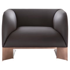 Sofá DeCastelli Caravan de 1 plazas en cobre cepillado y asiento de piel by Emilio NANNI