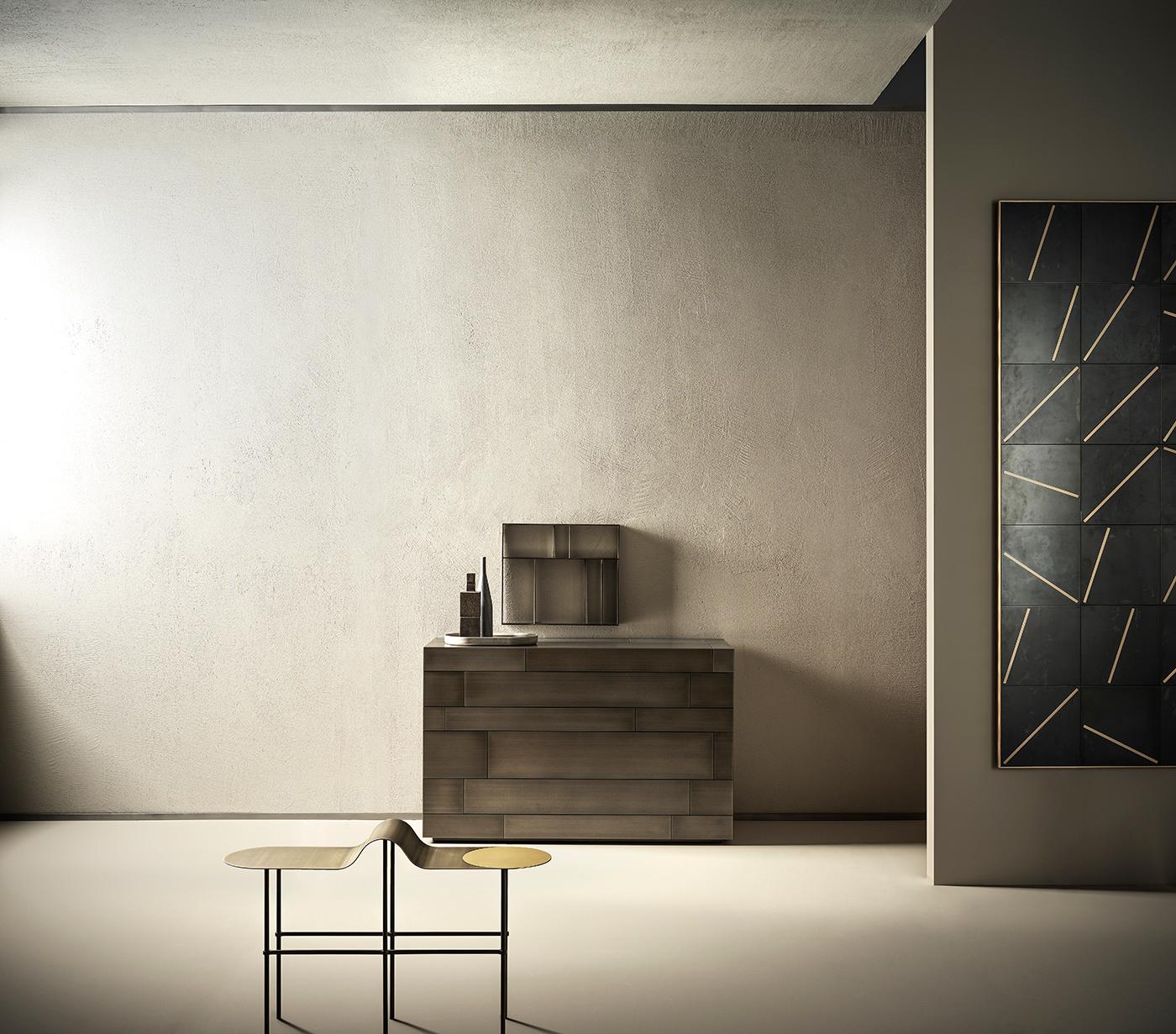 Moderne DeCastelli Celato 130 meuble de rangement en laiton par R & D De Castelli en vente