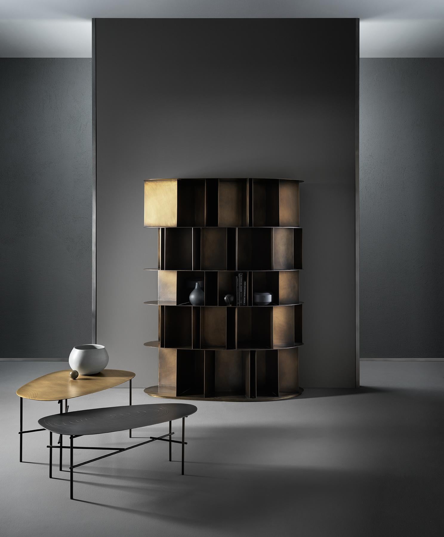 Modern DeCastelli Existence Wall Five-Tier Bookcase in Brass by Michele De Lucchi For Sale