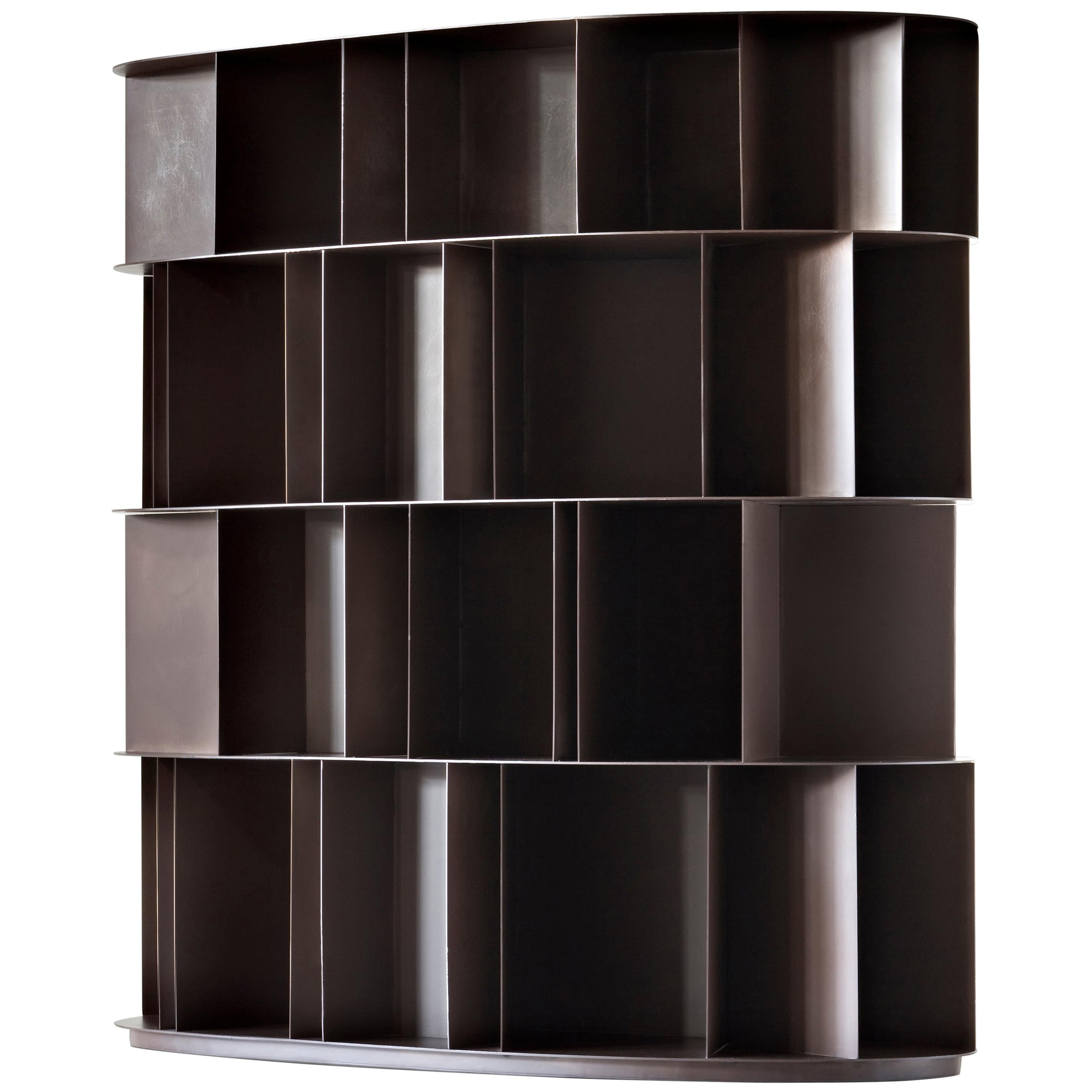 DeCastelli Existence Wall Four-Tier Bookcase in Stainless Steel For Sale