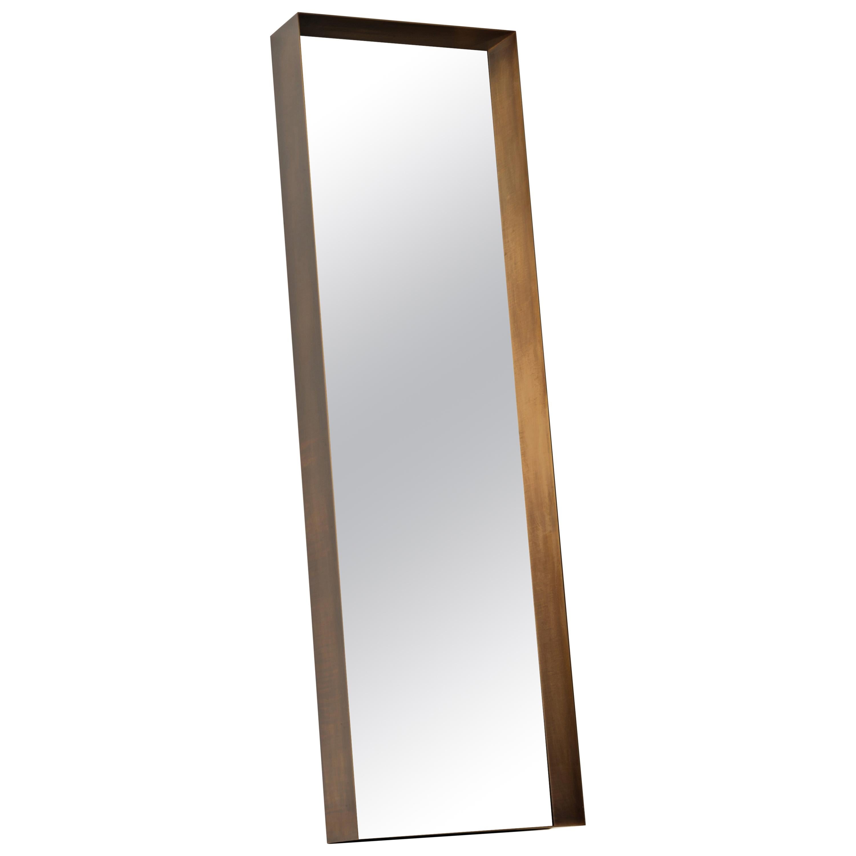 DeCastelli Frame Mirror in Brass by Antonella Tesei For Sale