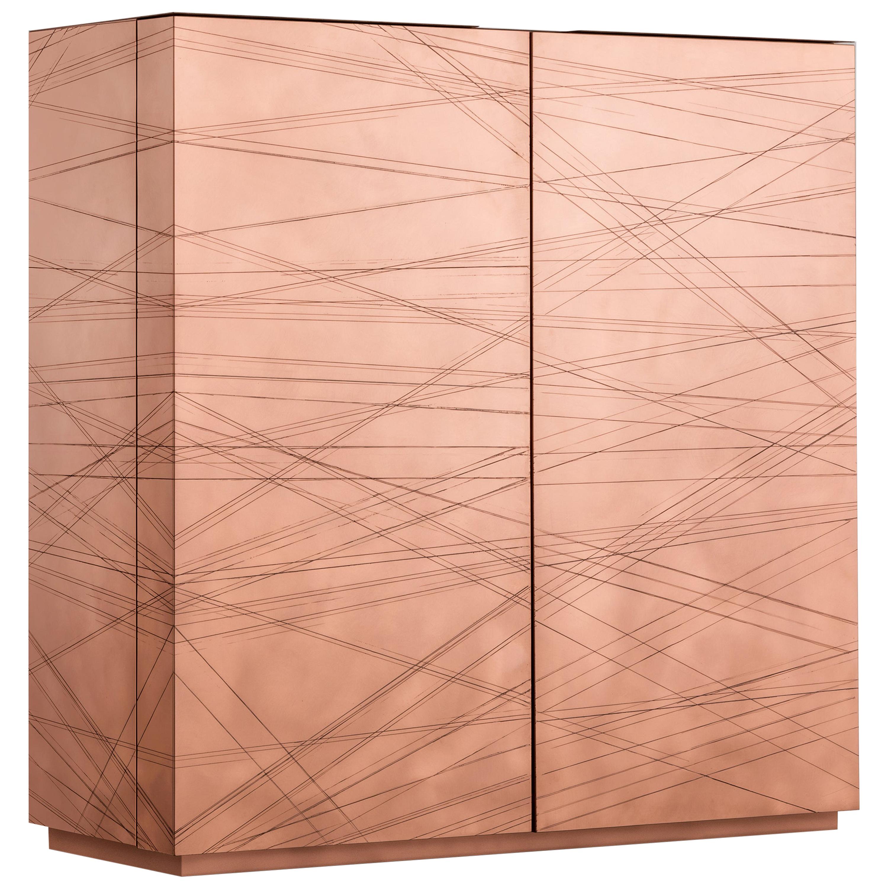 DeCastelli Graffio Cabinet in Copper by Paolo Benevelli For Sale