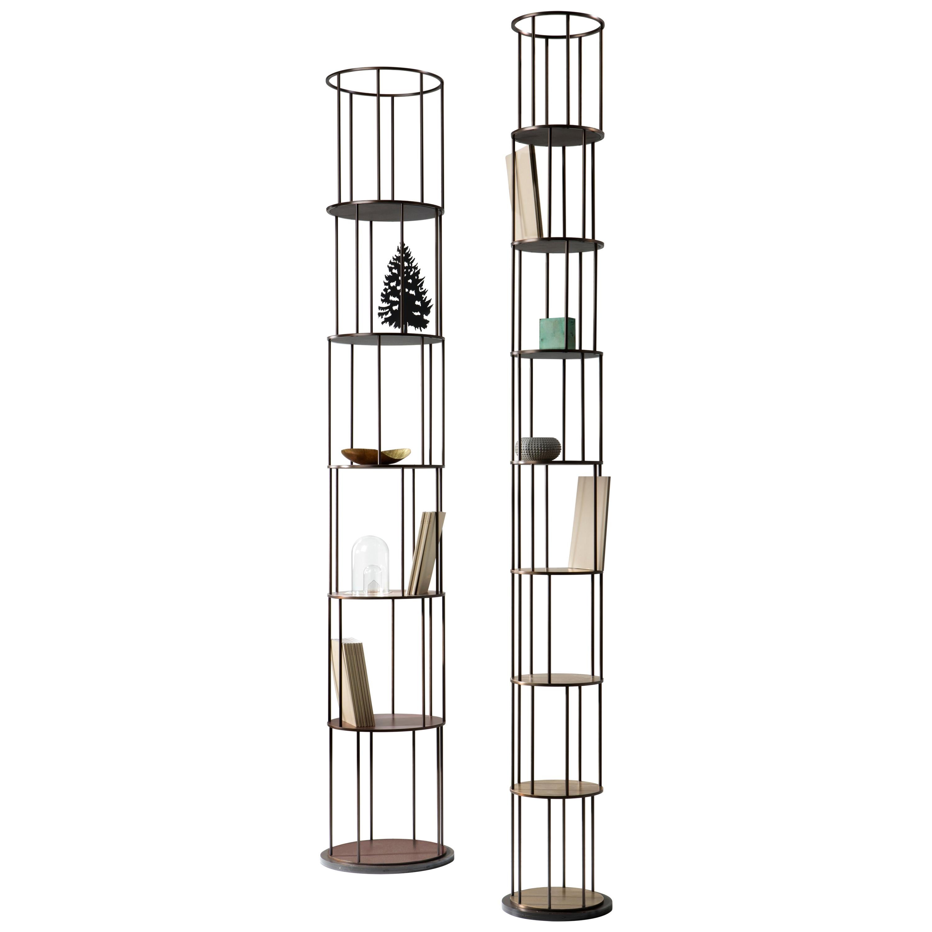 DeCastelli Large Babele Tower Bookcase in Brass by Martinelli Venezia
