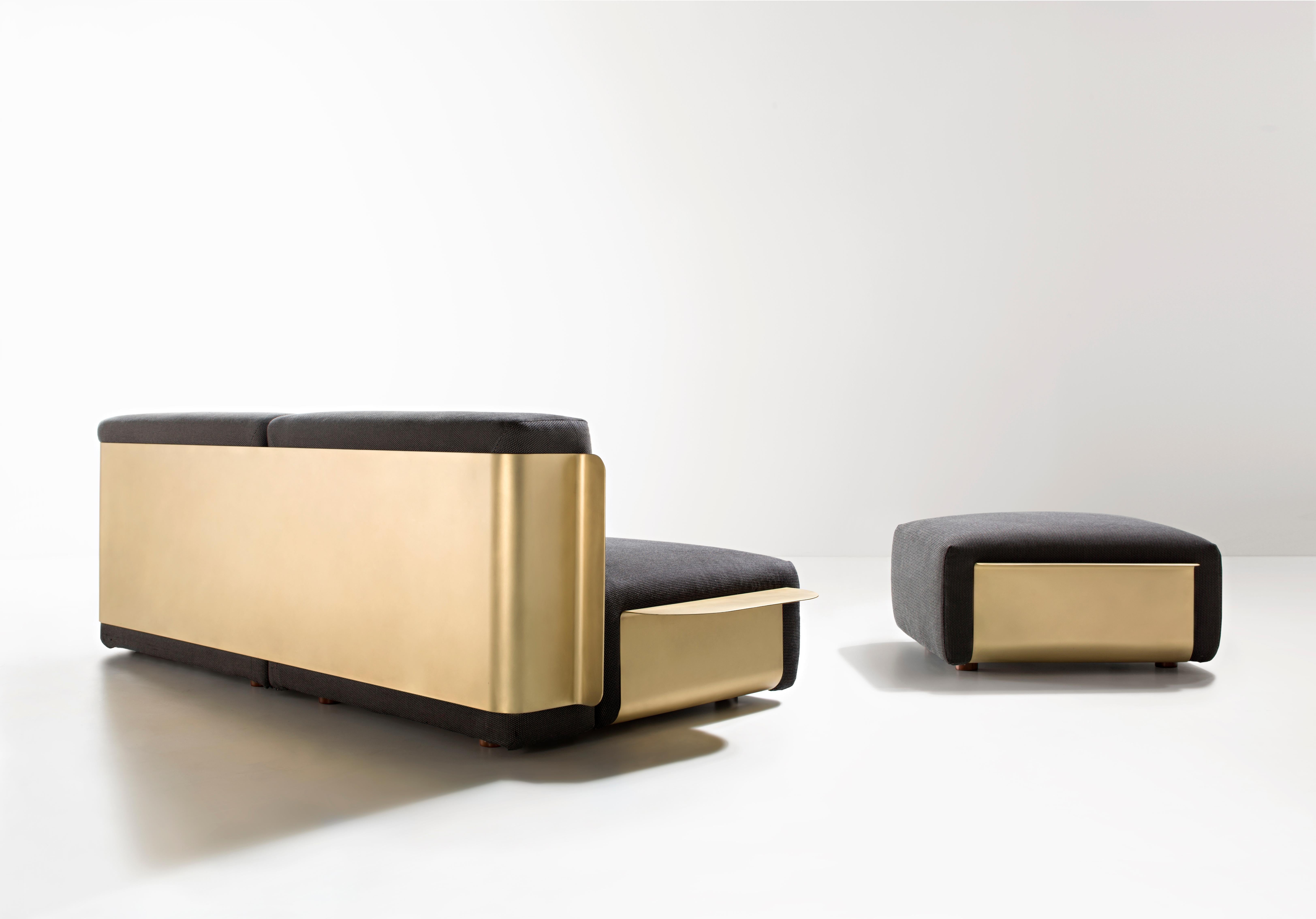 Modern DeCastelli Loom Ottoman in Brushed Brass by Filippo Pisan For Sale