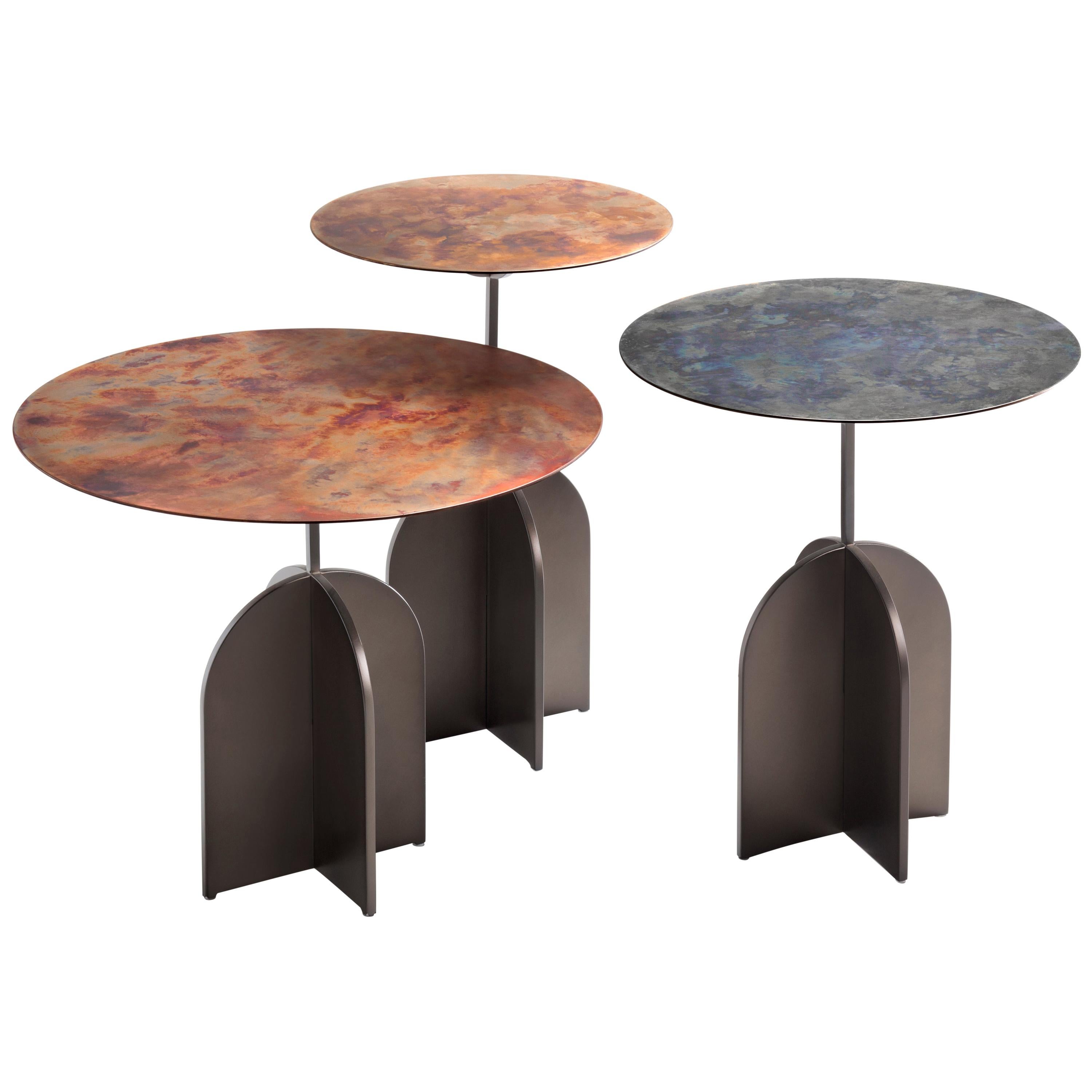 Table basse DeCastelli Nicola 50 avec plateau en acier inoxydable par IvDesign