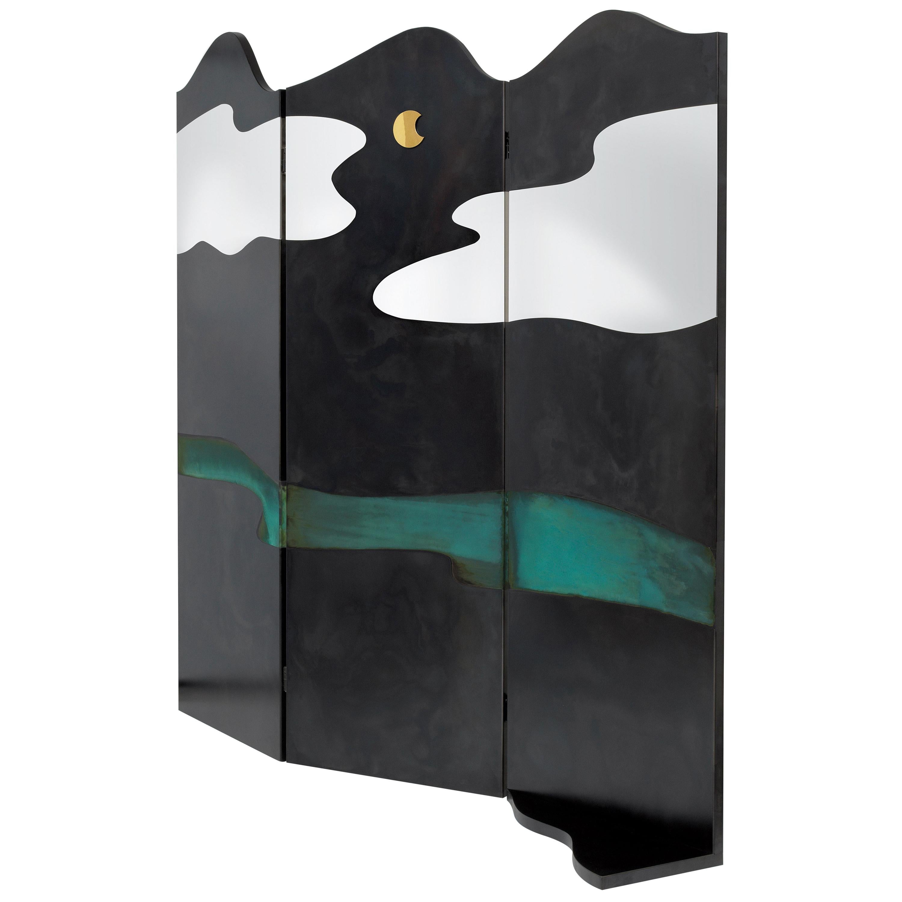 DeCastelli Painting Room Divider in Black & Green Color For Sale