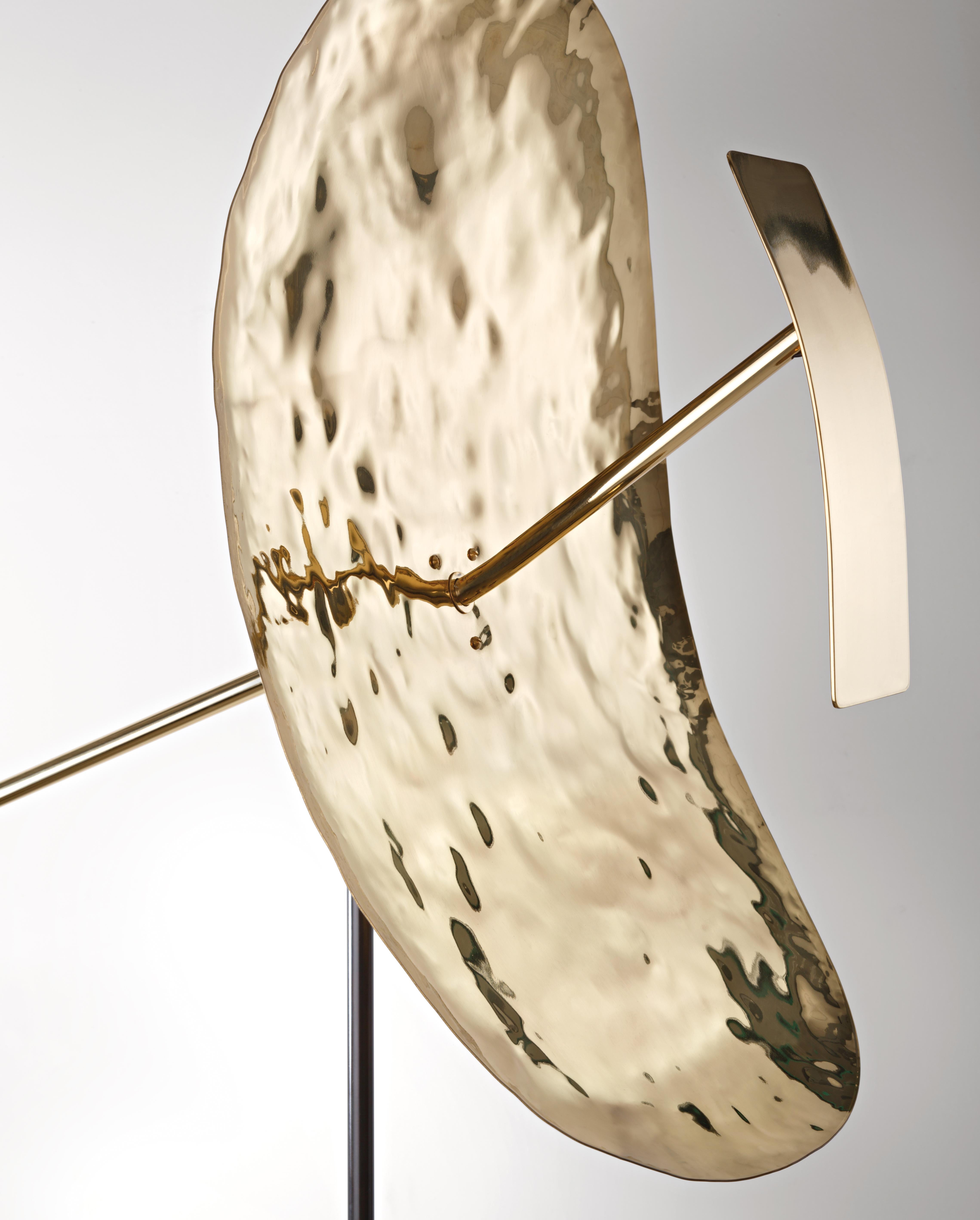 Modern DeCastelli Ribot Lamp in Brass with Iron Base by Alessandro Mason For Sale