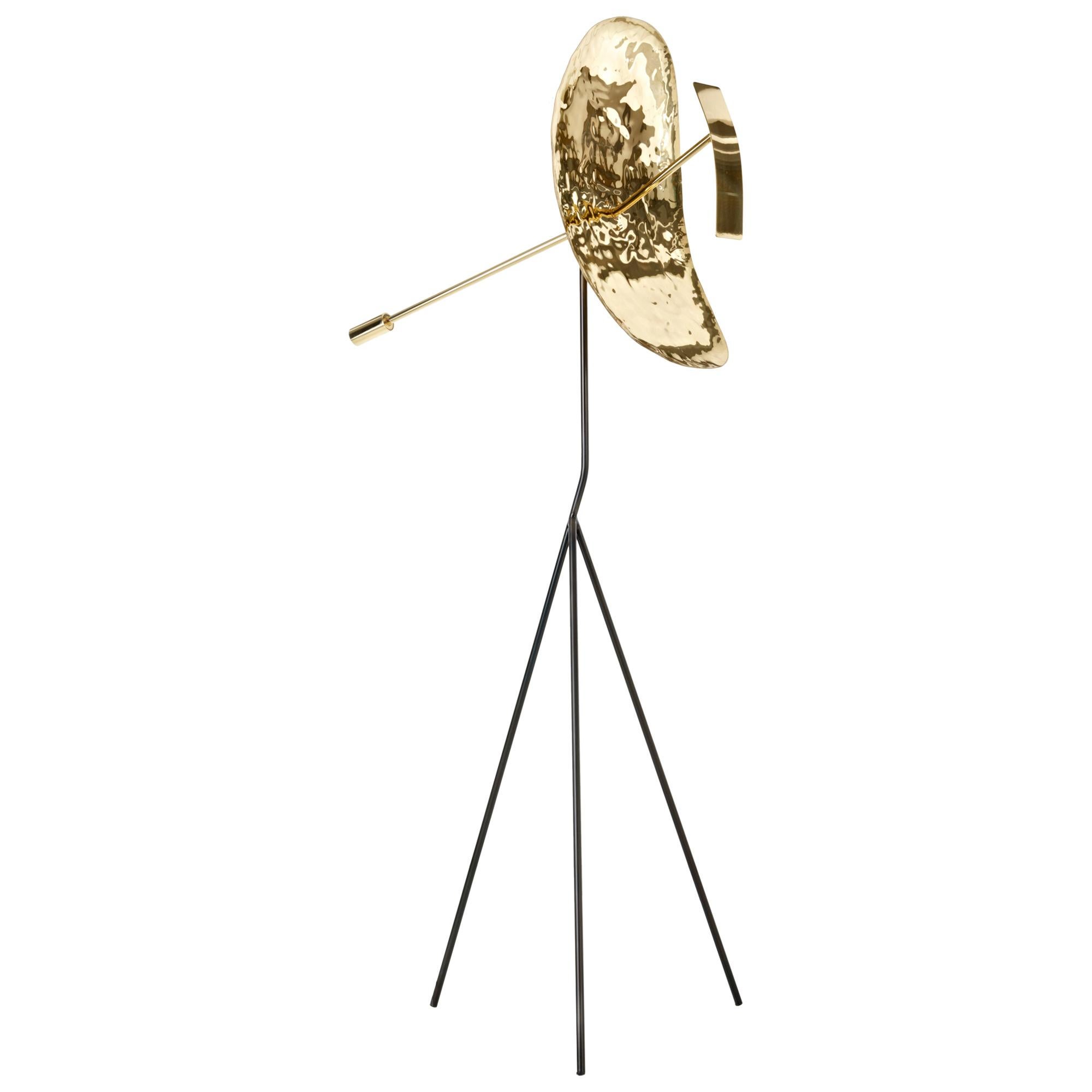 DeCastelli Ribot Lamp in Brass with Iron Base by Alessandro Mason For Sale