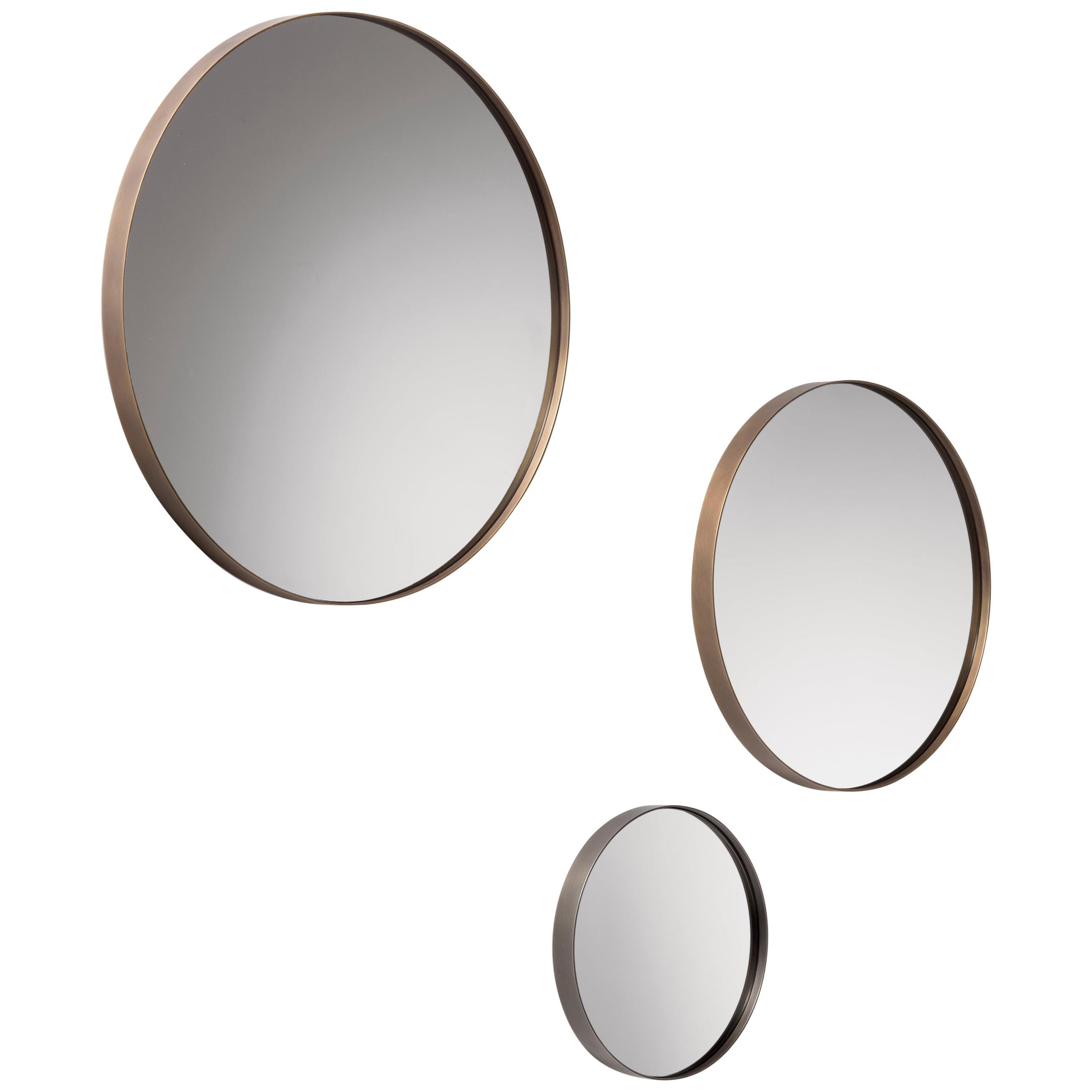 DeCastelli Riflesso 70 Mirror with Brass Frame by R&D De Castelli