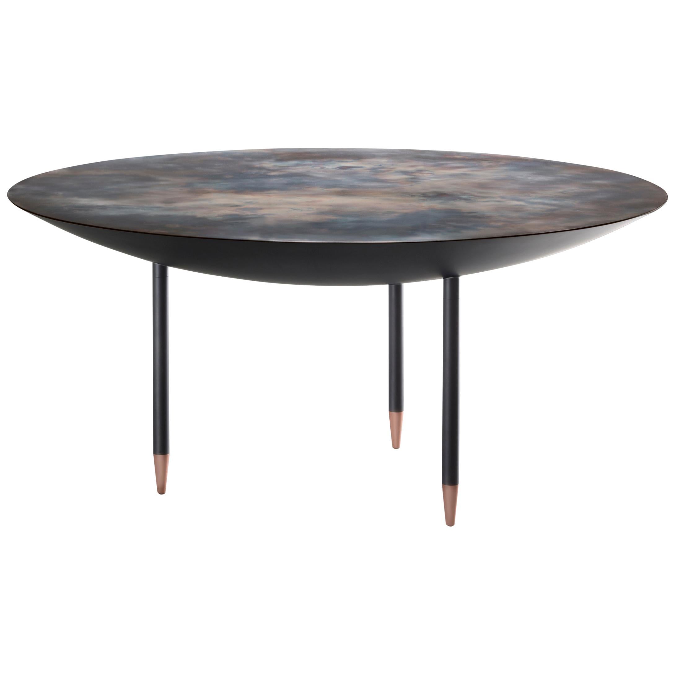 DeCastelli Roma 160 Table in Stainless Steel Top with Copper Feet For Sale