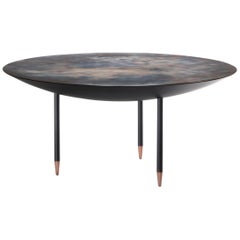 DeCastelli table Roma 160 avec plateau en acier inoxydable et pieds en cuivre