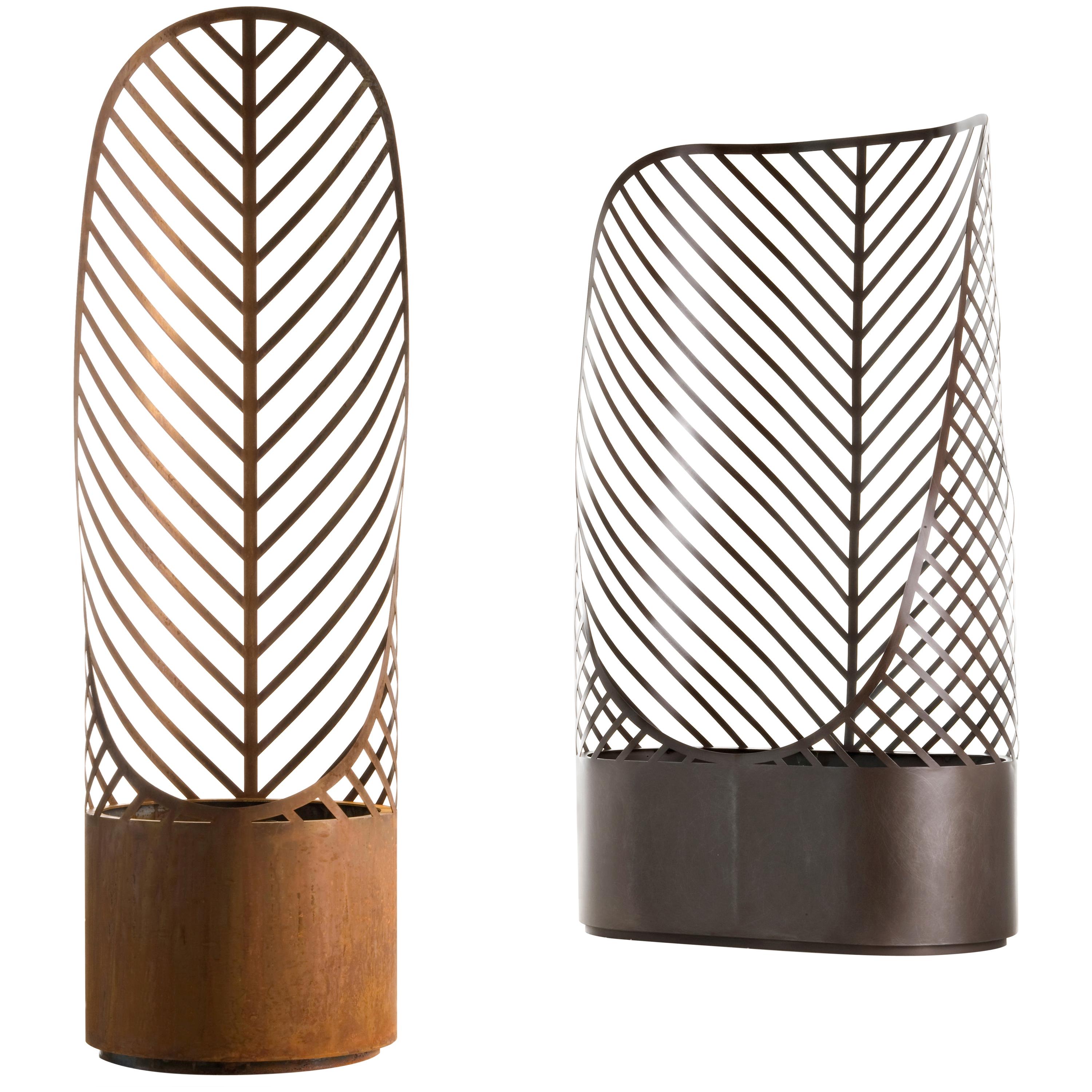 DeCastelli Screen-Pot 2 Planter in Bronzed Stainless Steel by Francois Clerc For Sale