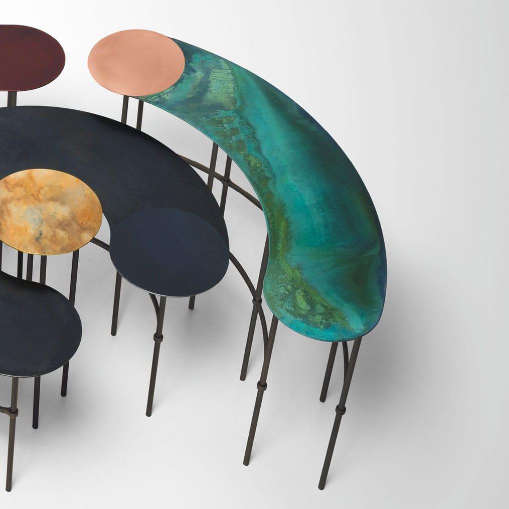 italien DeCastelli table basse Parenthesis Scribble Parenthesis en cuivre de Francesca Lanzavecchia en vente