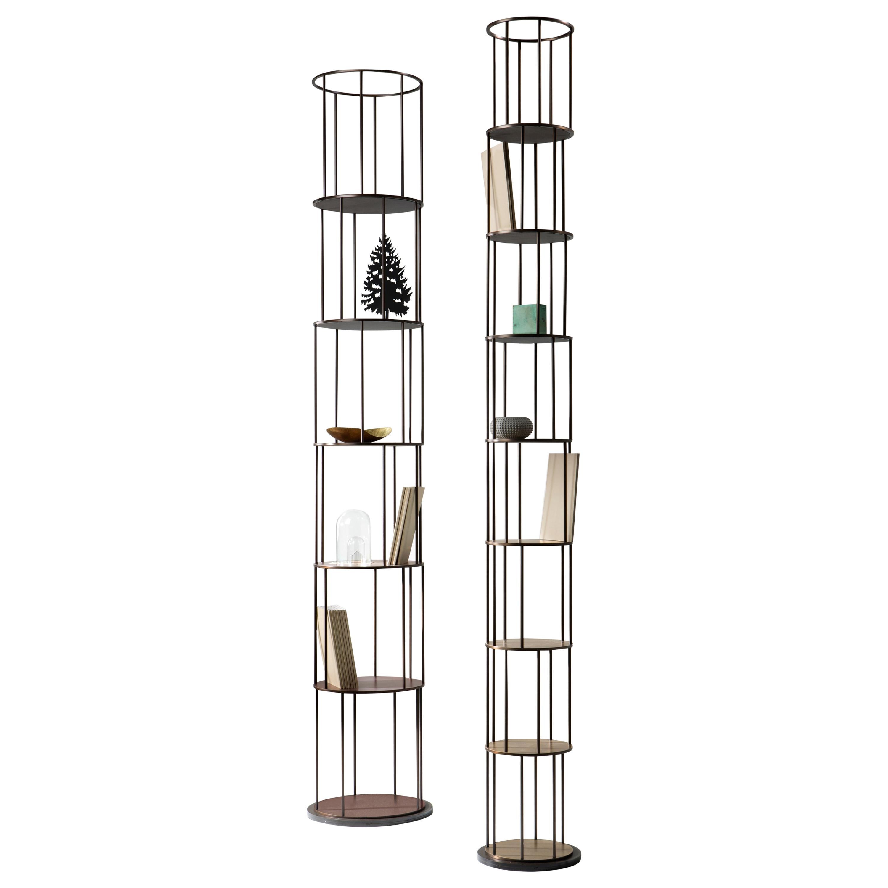 DeCastelli Small Babele Tower Bookcase in Copper by Martinelli Venezia