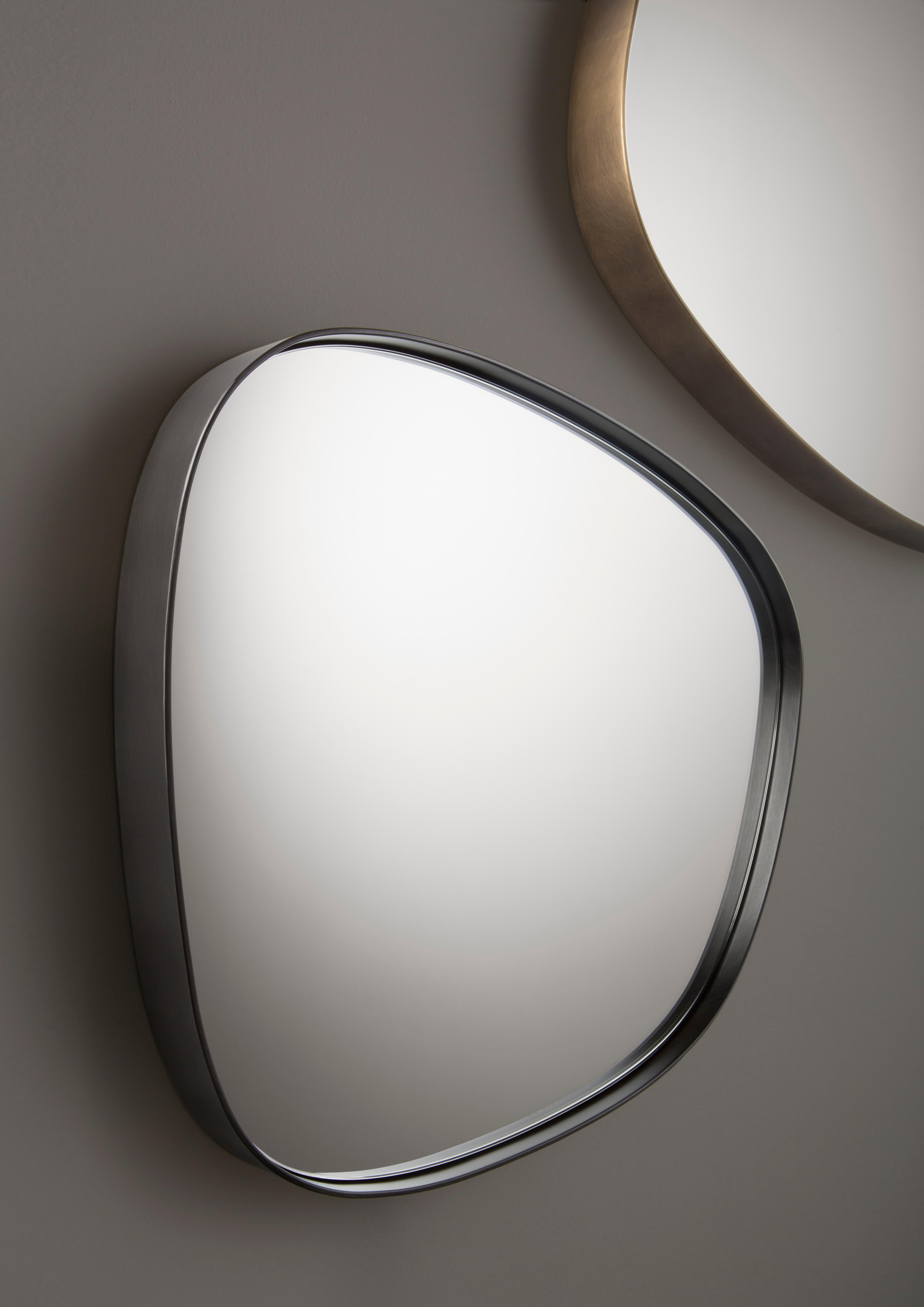 Modern DeCastelli Syro 56 Mirror in Stainless Steel Frame by Emilio Nanni For Sale