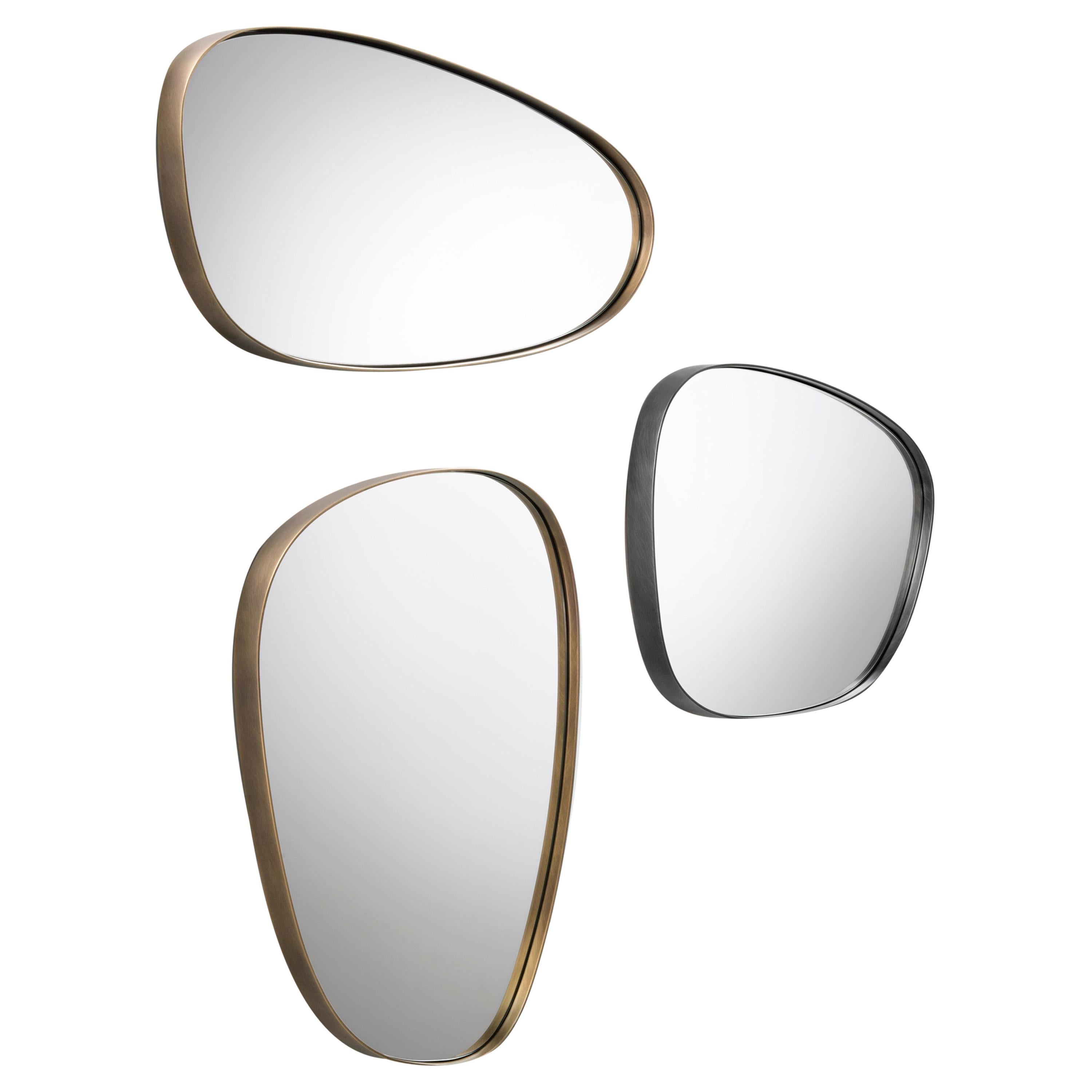 DeCastelli Syro 80 Mirror in Brass Frame by Emilio Nanni For Sale