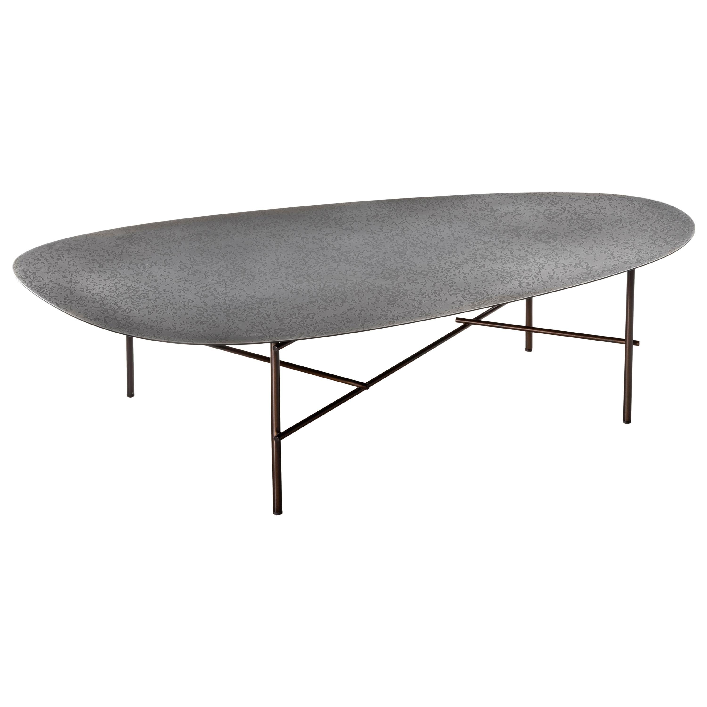 DeCastelli Syro XL 120 Side Table in Steel Top with Iron Base by Emilio Nanni For Sale
