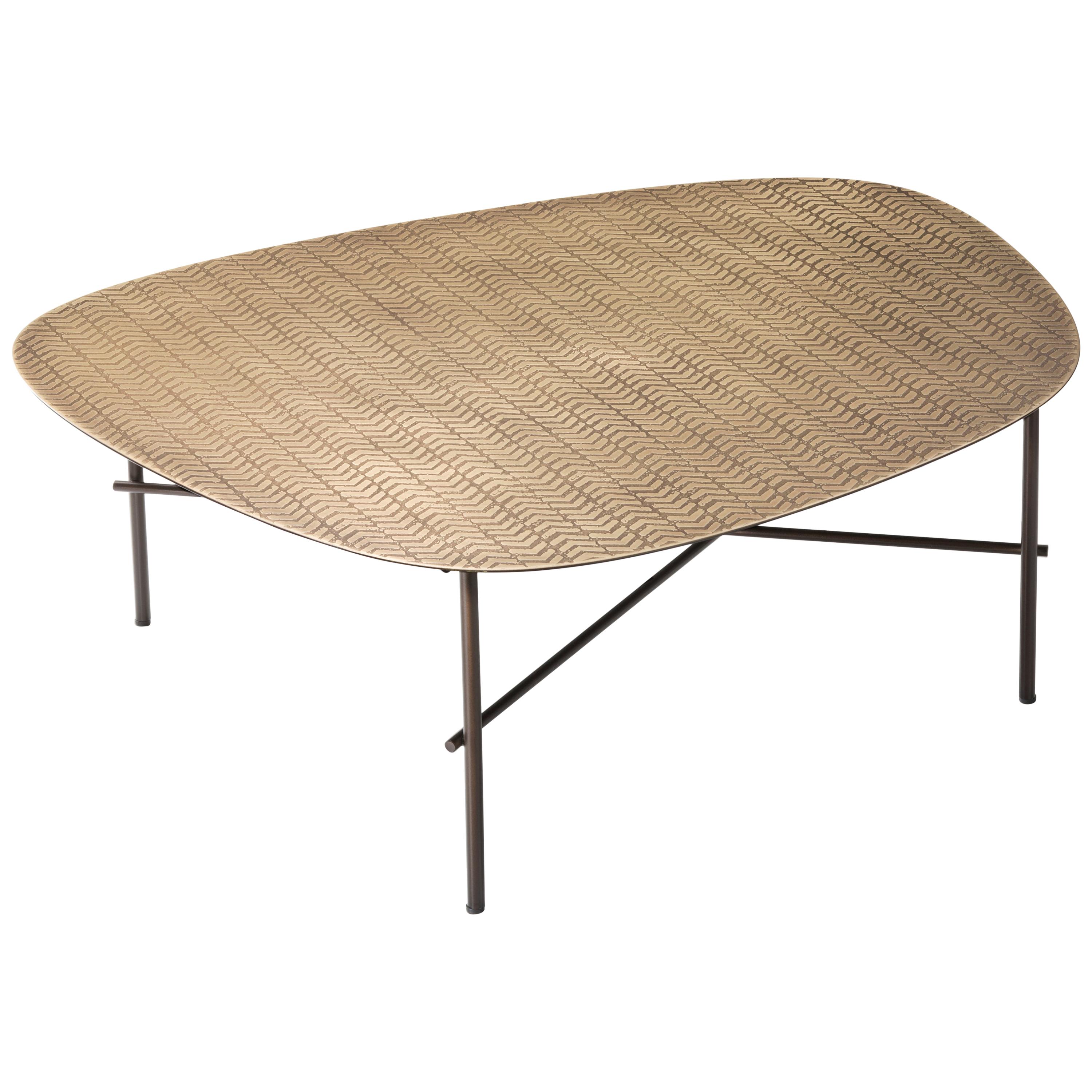 DeCastelli table d'appoint Syro XL 88 avec plateau en laiton et base en fer par Emilio Nanni
