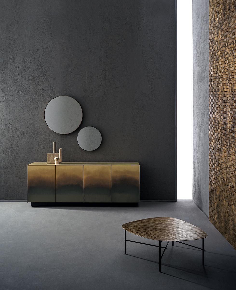 DeCastello table d'appoint Syro XL 98 avec plateau en cuivre et base en fer par Emilio Nanni Neuf - En vente à Brooklyn, NY