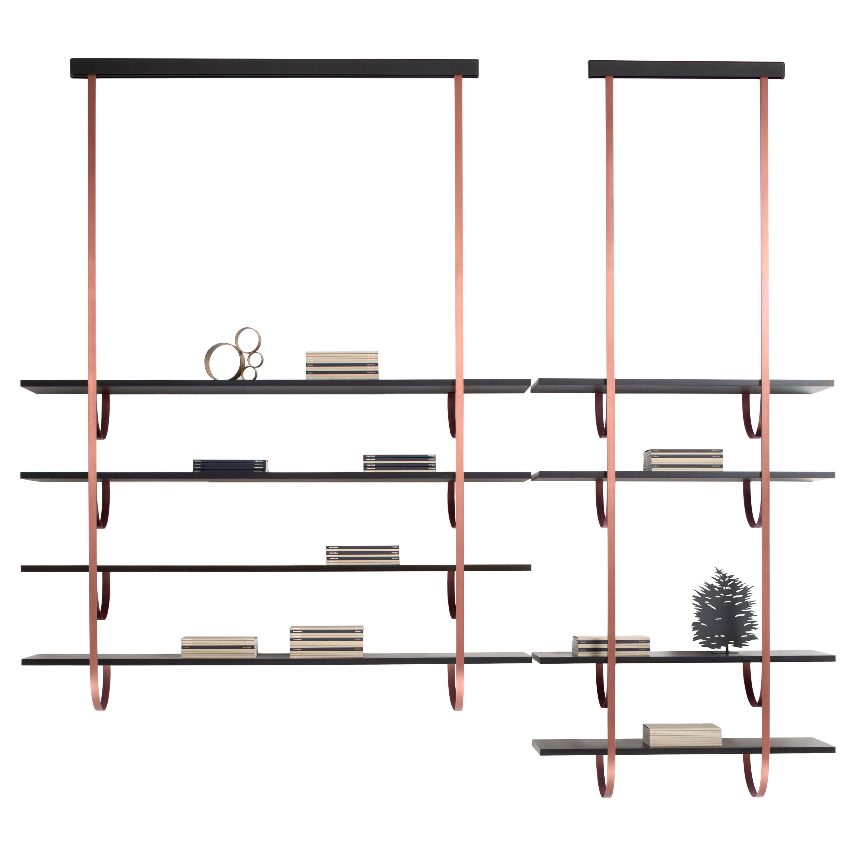 DeCastelli Talea 115 Bookshelf in Copper with 4 Wooden Shelves by LucidiPevere