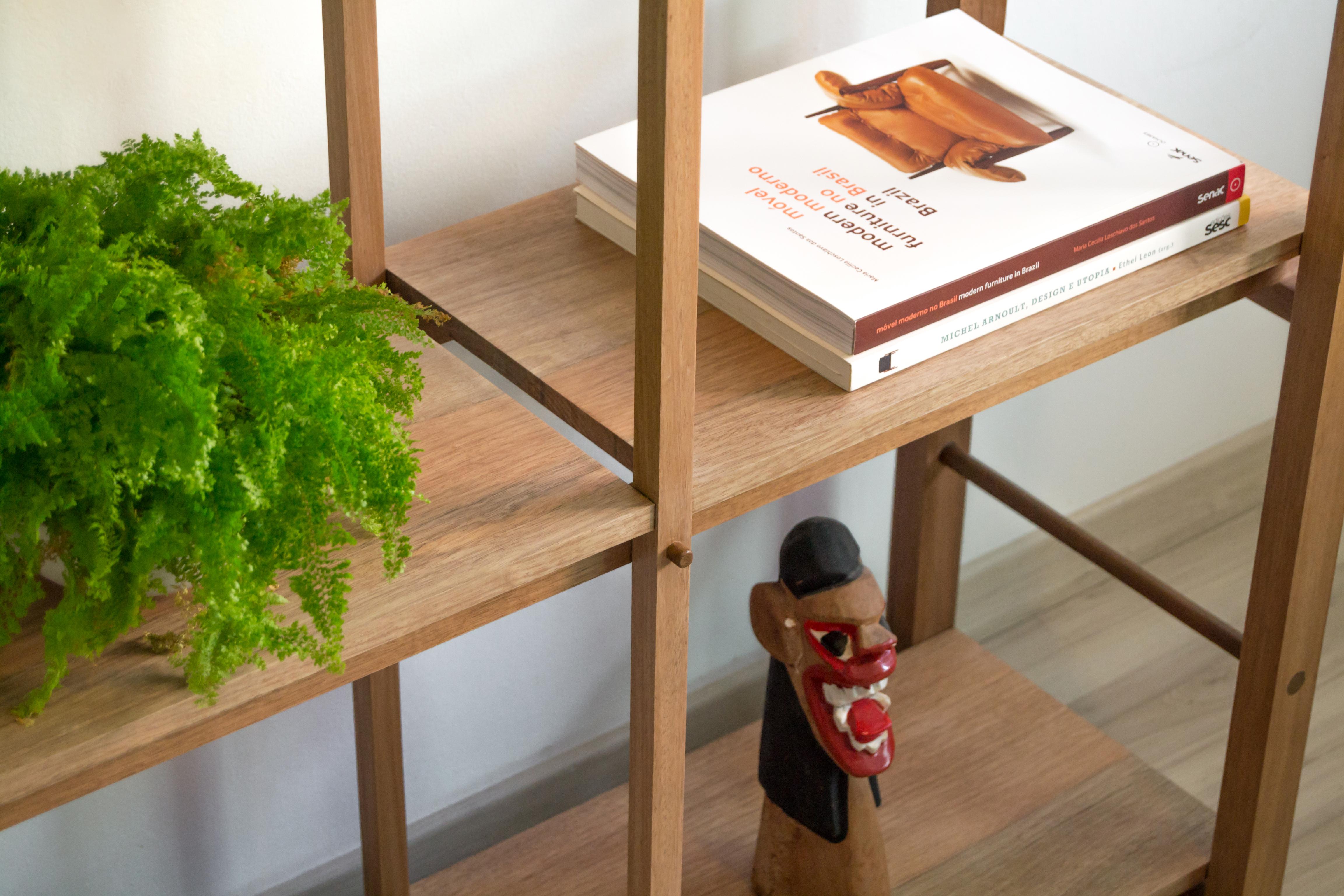 Decastro Bookcase — Handmade Solid Wood Contemporary Brazilian Design For Sale 4