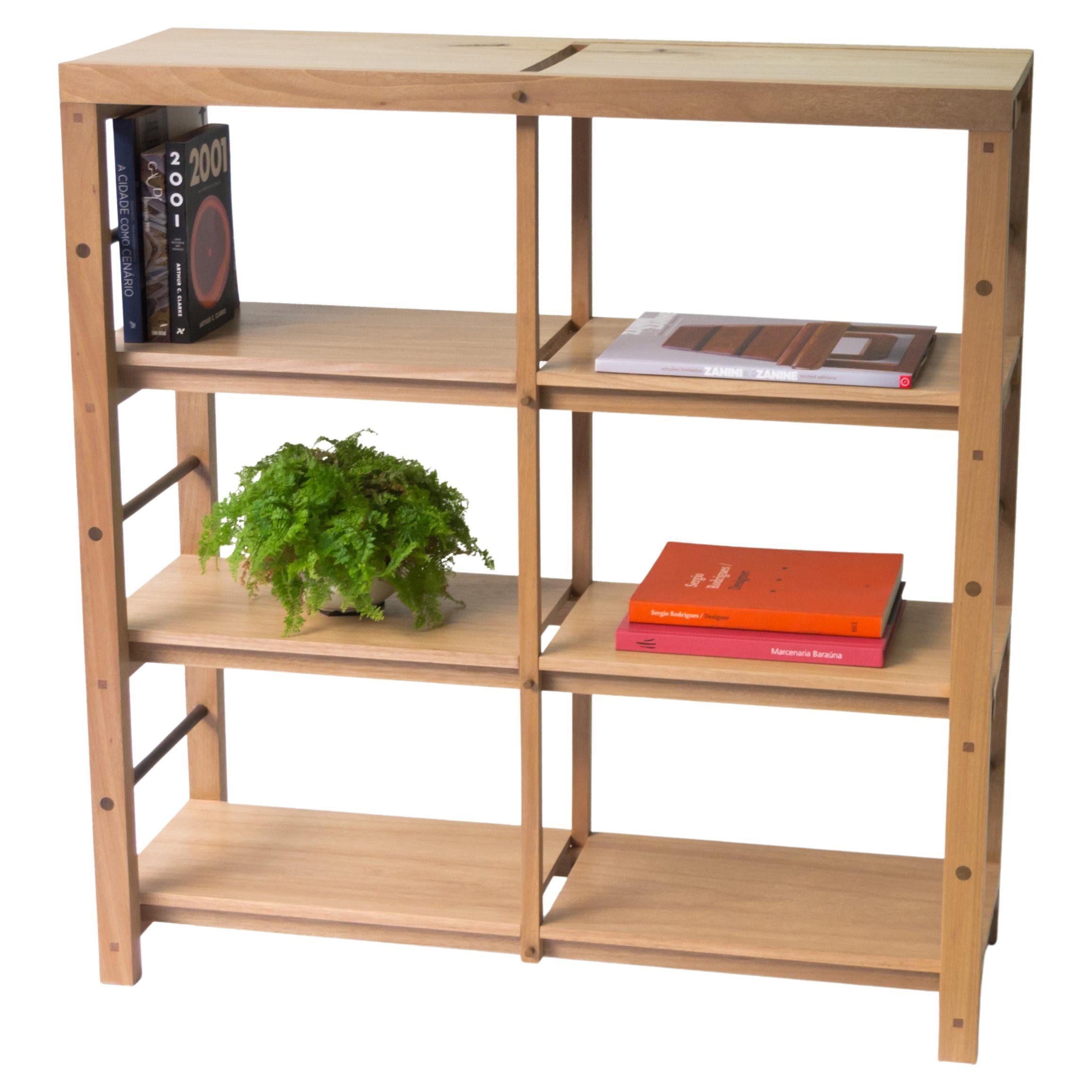 Decastro Bookcase — Handmade Solid Wood Contemporary Brazilian Design For Sale