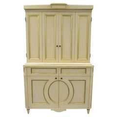 Decca French Neoclassical Louis XVI Style Cream & Gold Bar Cabinet Buffet (A)