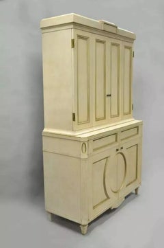 Decca - Armadio bar francese neoclassico in stile Luigi XVI, crema e oro (B)