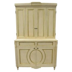 Decca French Neoclassical Louis XVI Style Cream & Gold Bar Cabinet Buffet (B)